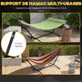 Voir la diapositive 5 : OUTSUNNY Support pied de hamac acier époxy hauteur réglable 6 niveaux dim. 290L x 120l x 115H cm noir