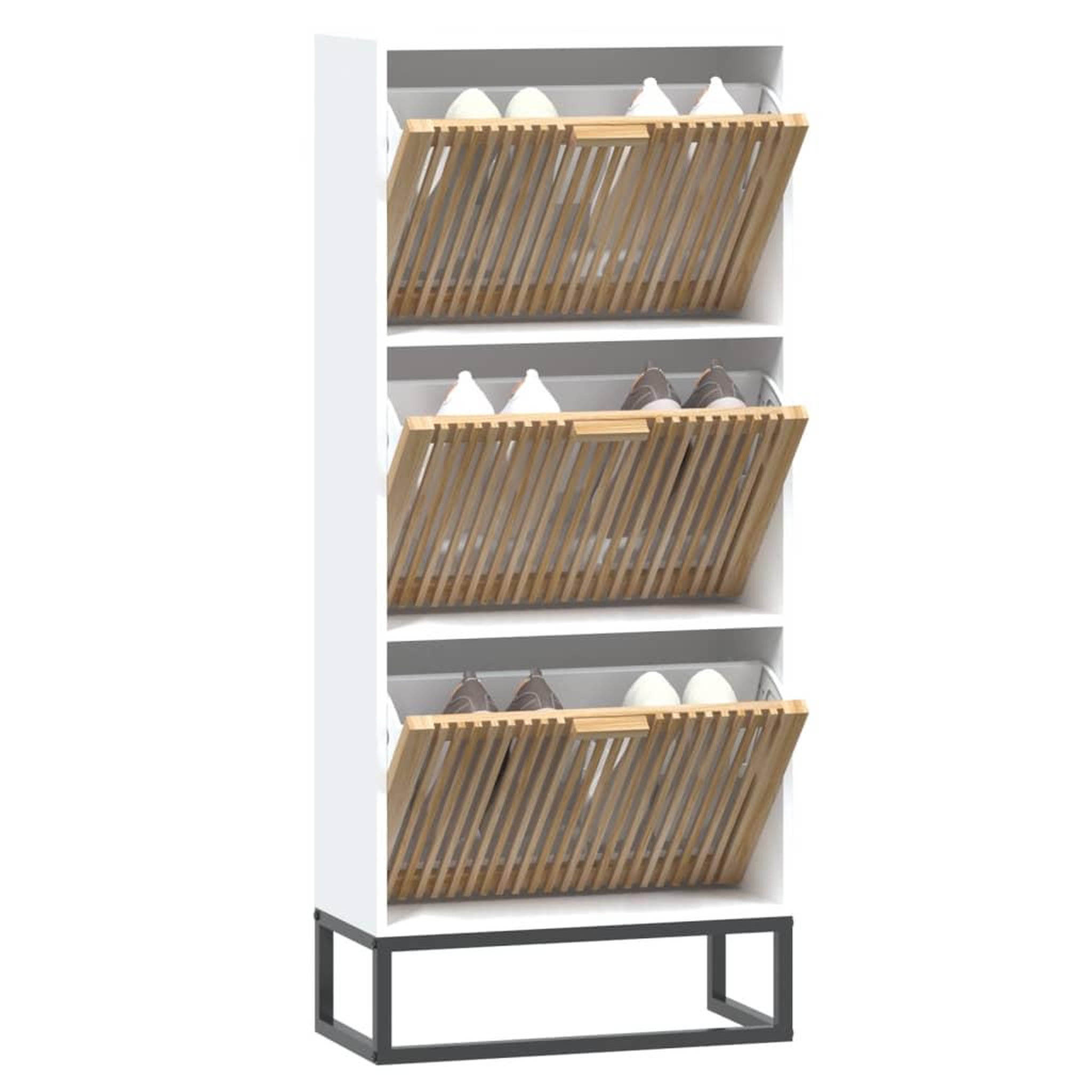 Voir la diapositive 3 : VIDAXL Armoire a chaussures blanc 52x25x120 cm bois d'ingenierie