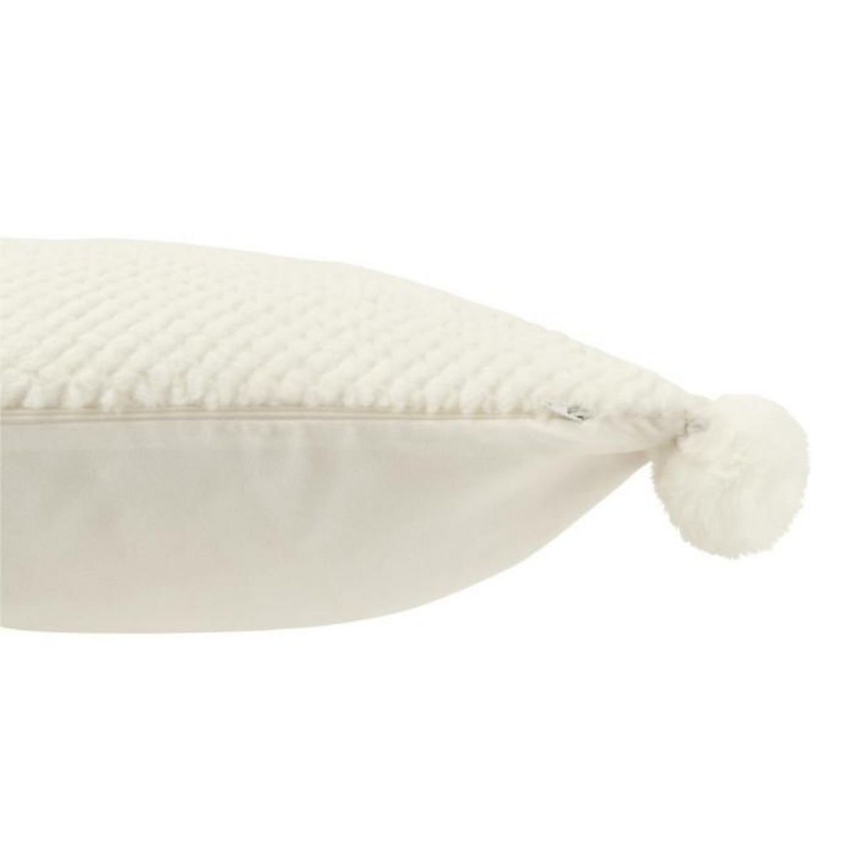 Paris Prix Coussin Déco à Pompons  Ulysse  45x45cm Blanc