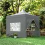 Voir la diapositive 2 : OUTSUNNY Tonnelle barnum pop-up 3 x 3 m 4 parois latérales amovibles 3 fenêtres hauteur réglable sac transport gris