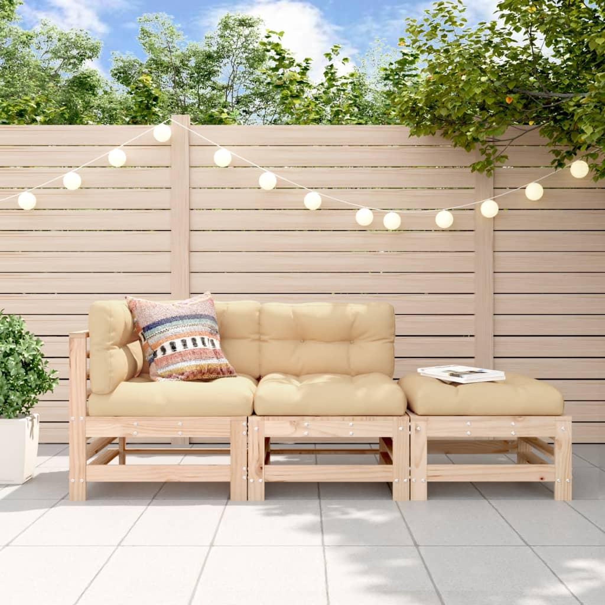 VIDAXL Salon de jardin 3 pcs bois massif de pin