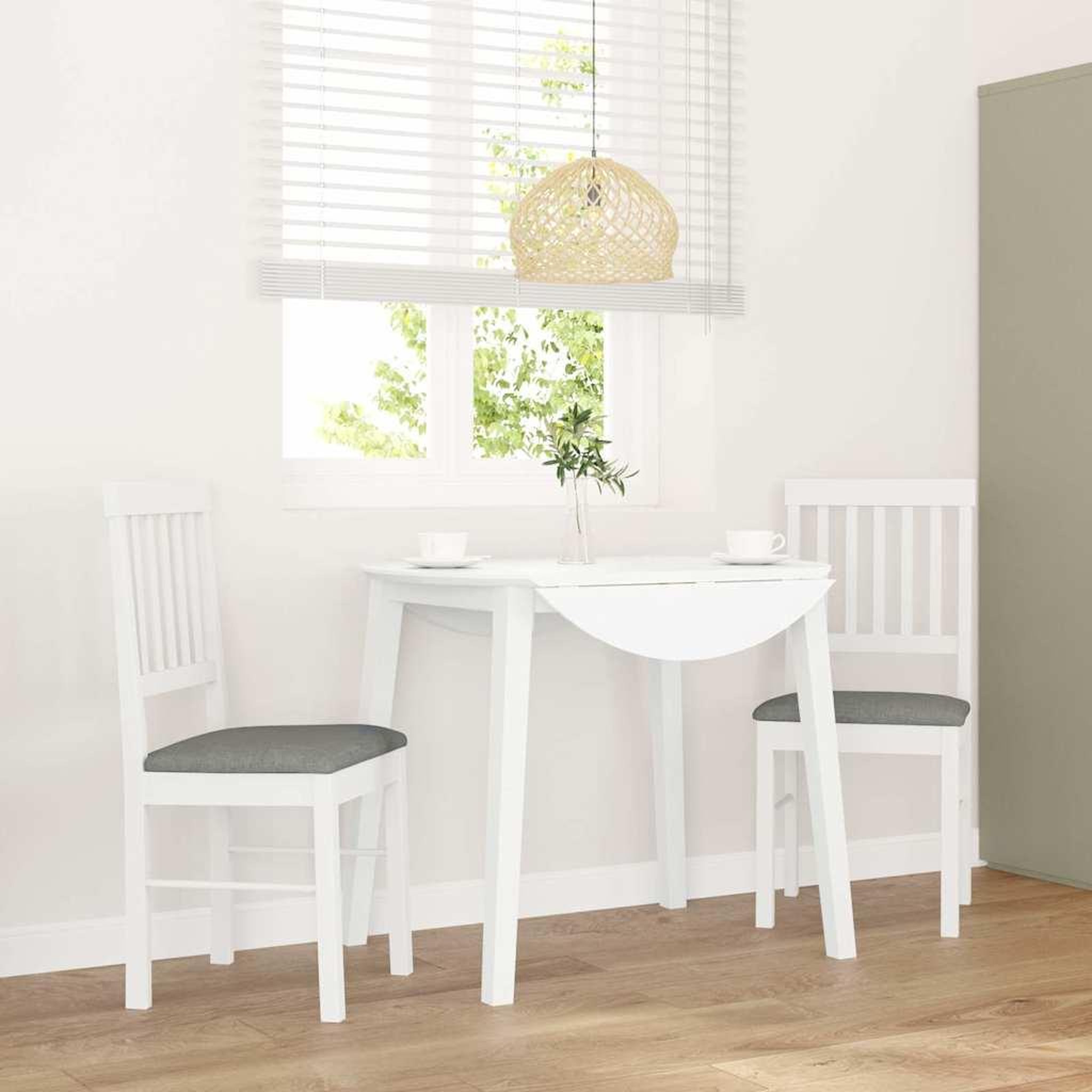 VIDAXL Chaises a manger coussins 2 pcs blanc bois massif caoutchouc