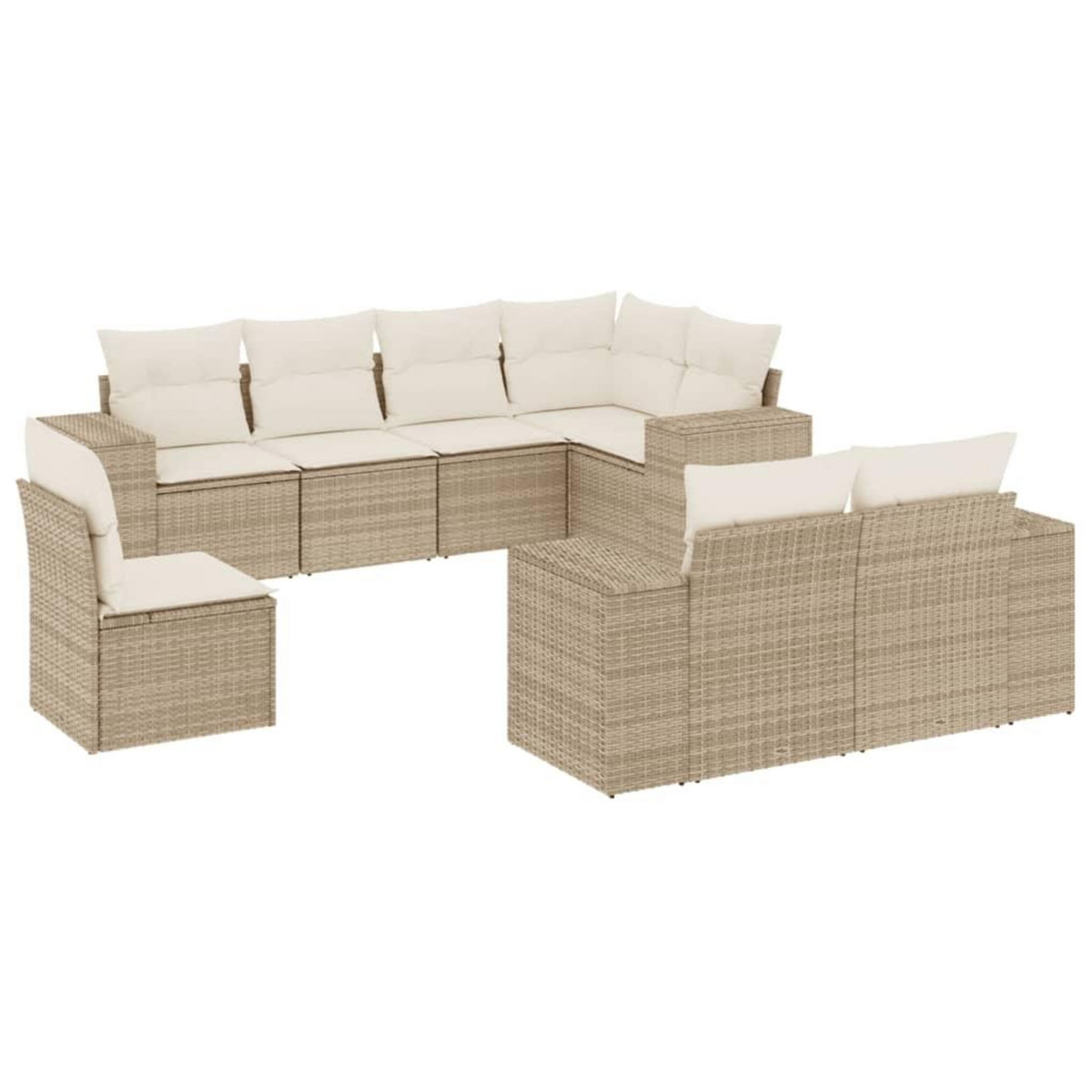 VIDAXL Salon de jardin avec coussins 8 pcs beige resine tressee