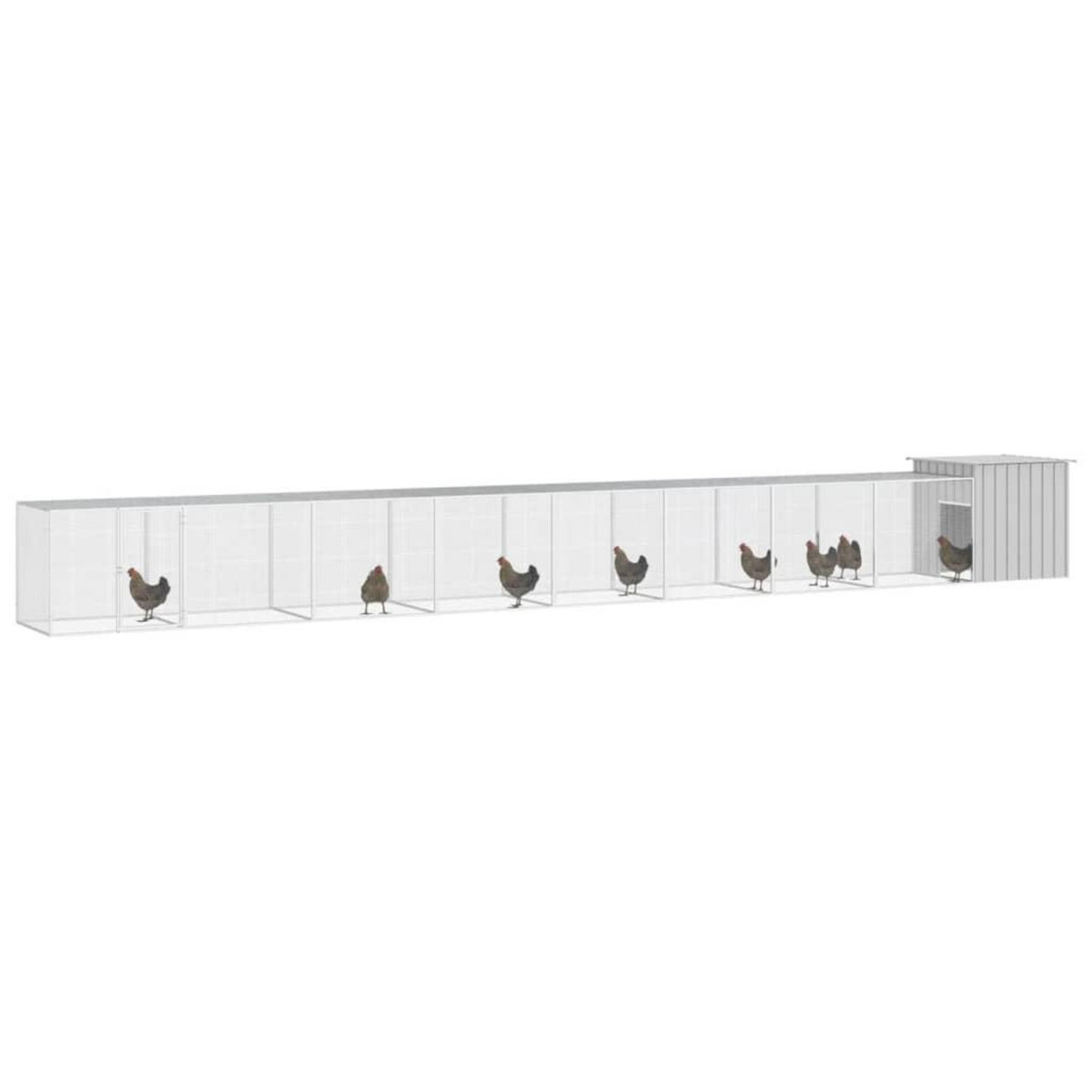 VIDAXL Cage pour poules Gris 900x91x100 cm Acier galvanise