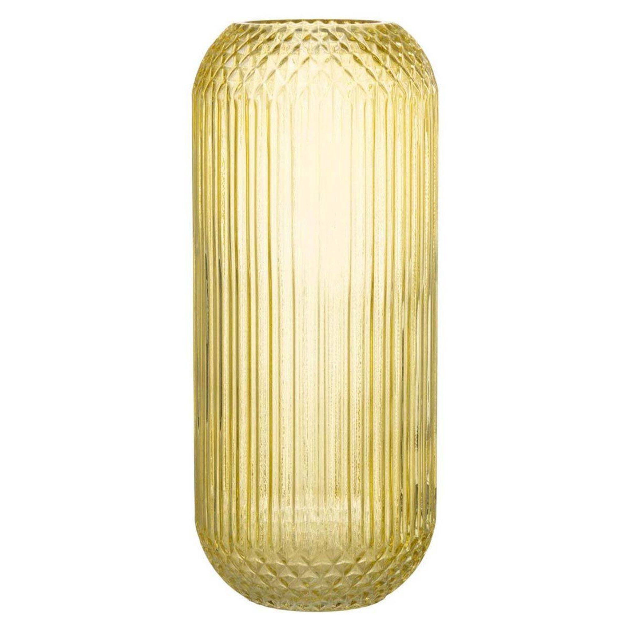 J-LINE Vase design en verre  droit  36cm jaune
