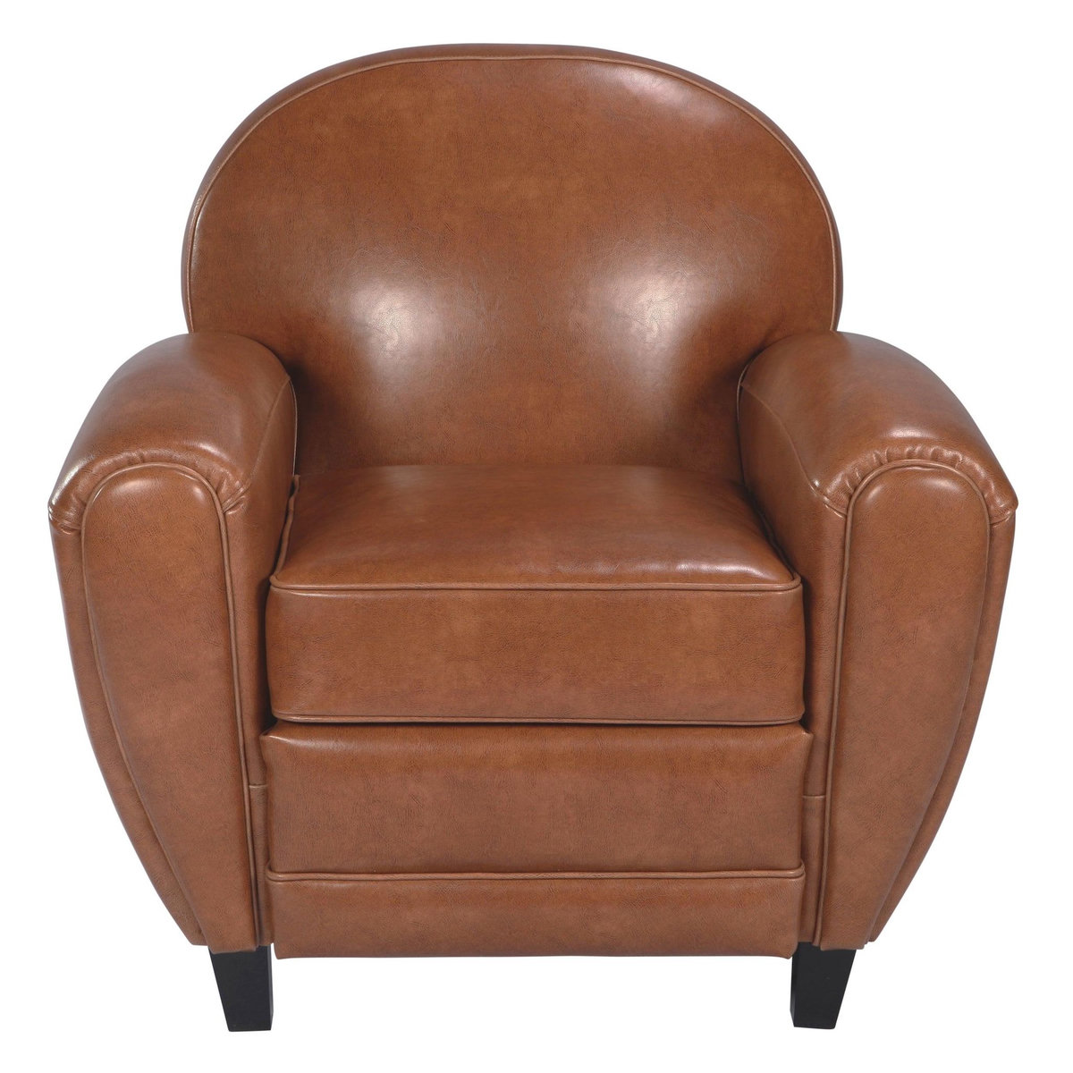 Rendez vous déco Fauteuil camel en croute de cuir enduite-Club