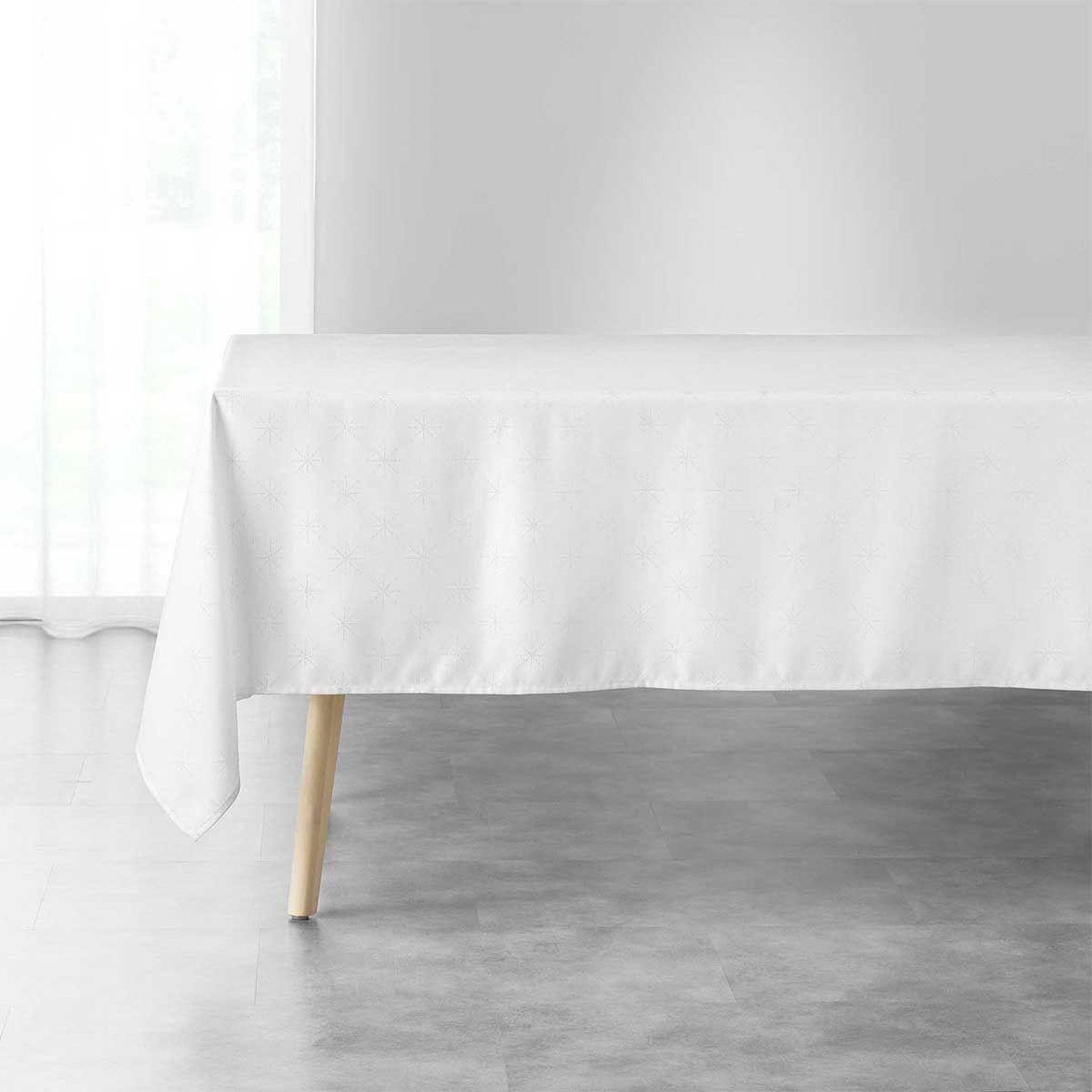 Douceur d'Intérieur Nappe imprimée jacquard  étoiles  140x300cm blanc