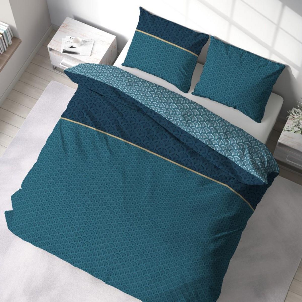 COTE DECO Housse de couette 240x220 + 2 taies JADE 100% Coton 57 fils