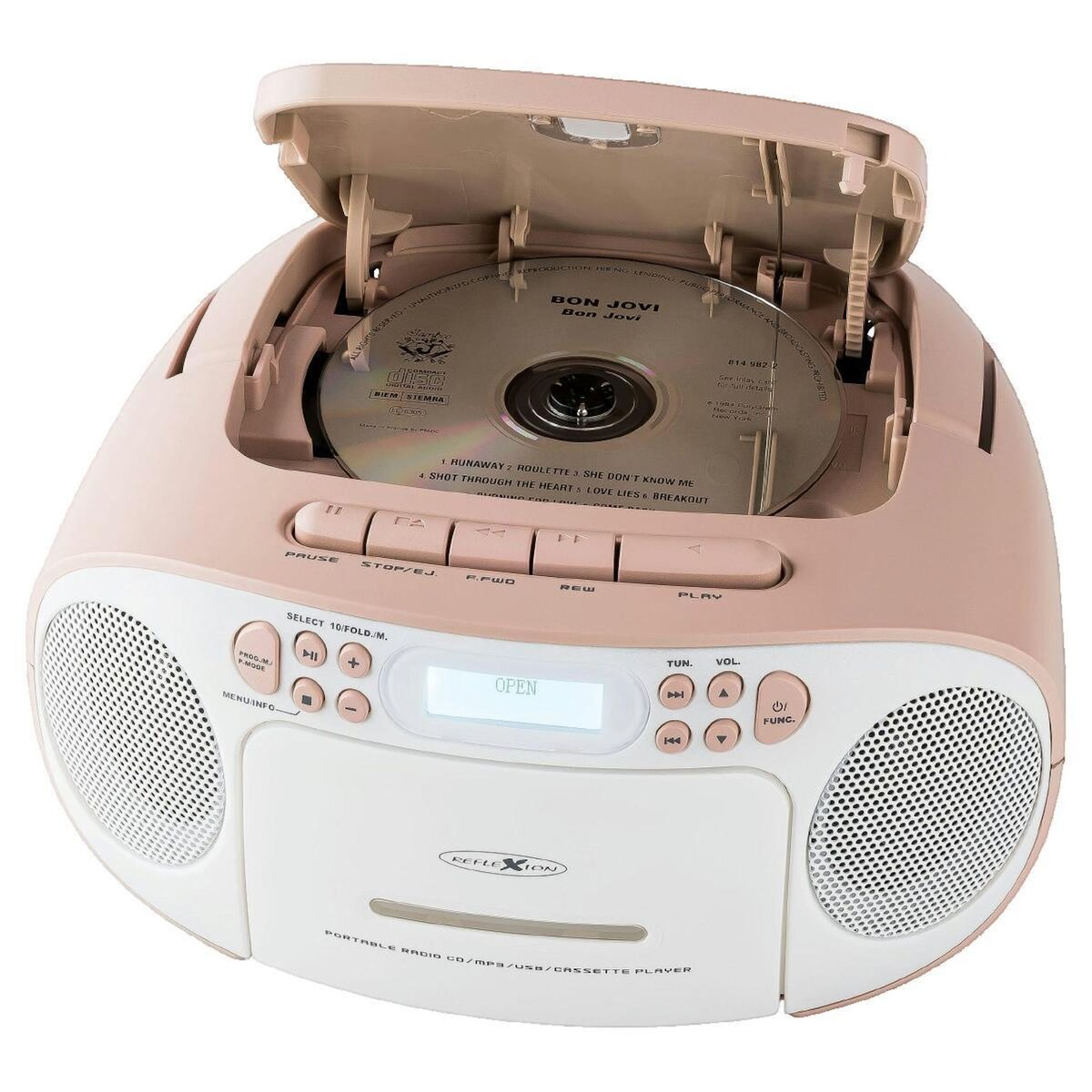 REFLEX Boombox Reflexion RCR2260DAB/PK blanc et rose avec lecteur CD, DAB+, port USB et lecteur cassette