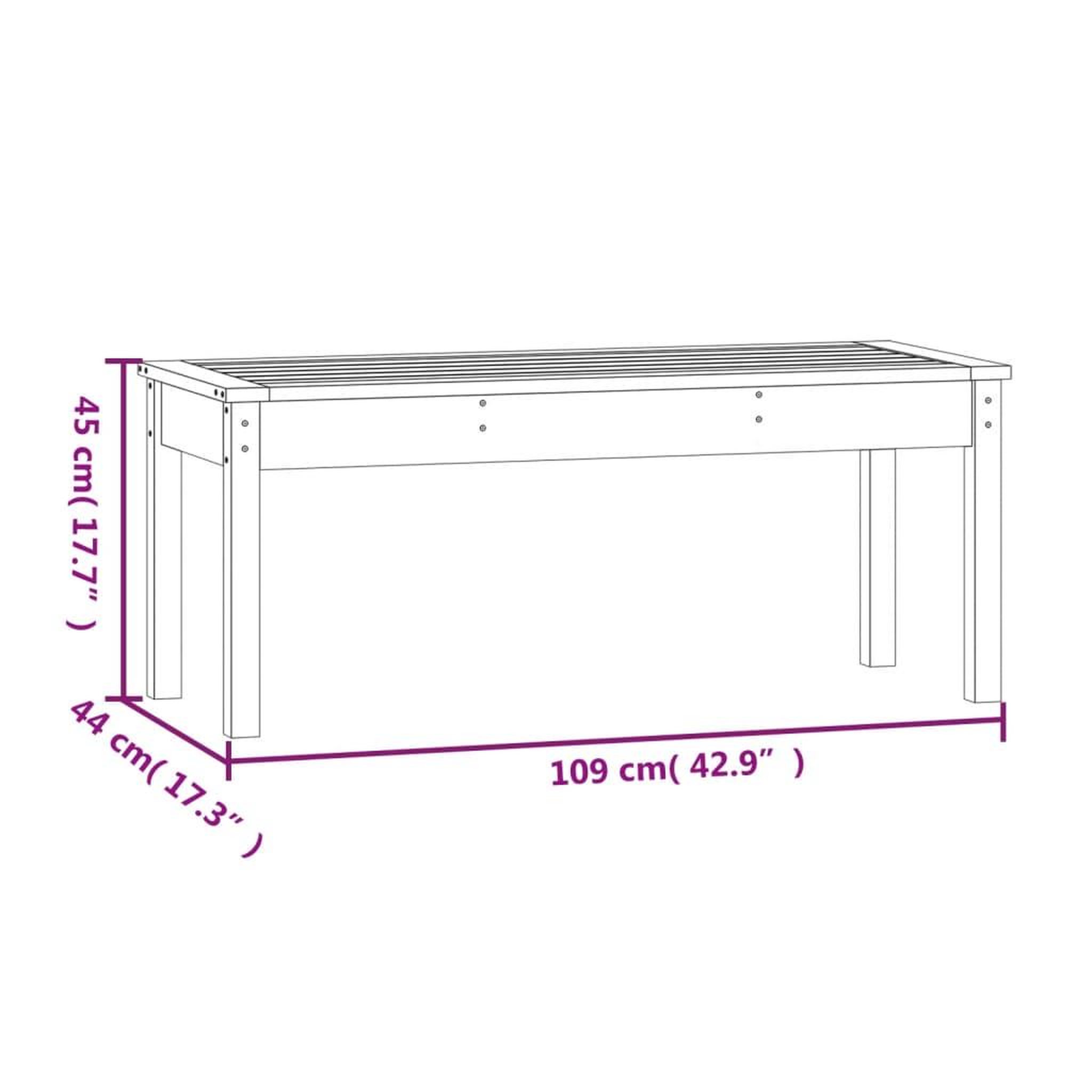 Voir la diapositive 6 : VIDAXL Banc de jardin gris 109x44x45 cm bois massif de pin
