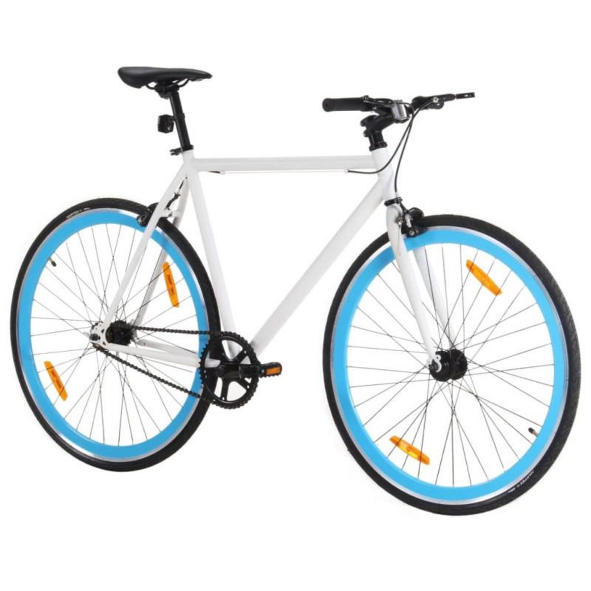 VIDAXL Vélo à pignon fixe blanc et bleu 700c 59 cm