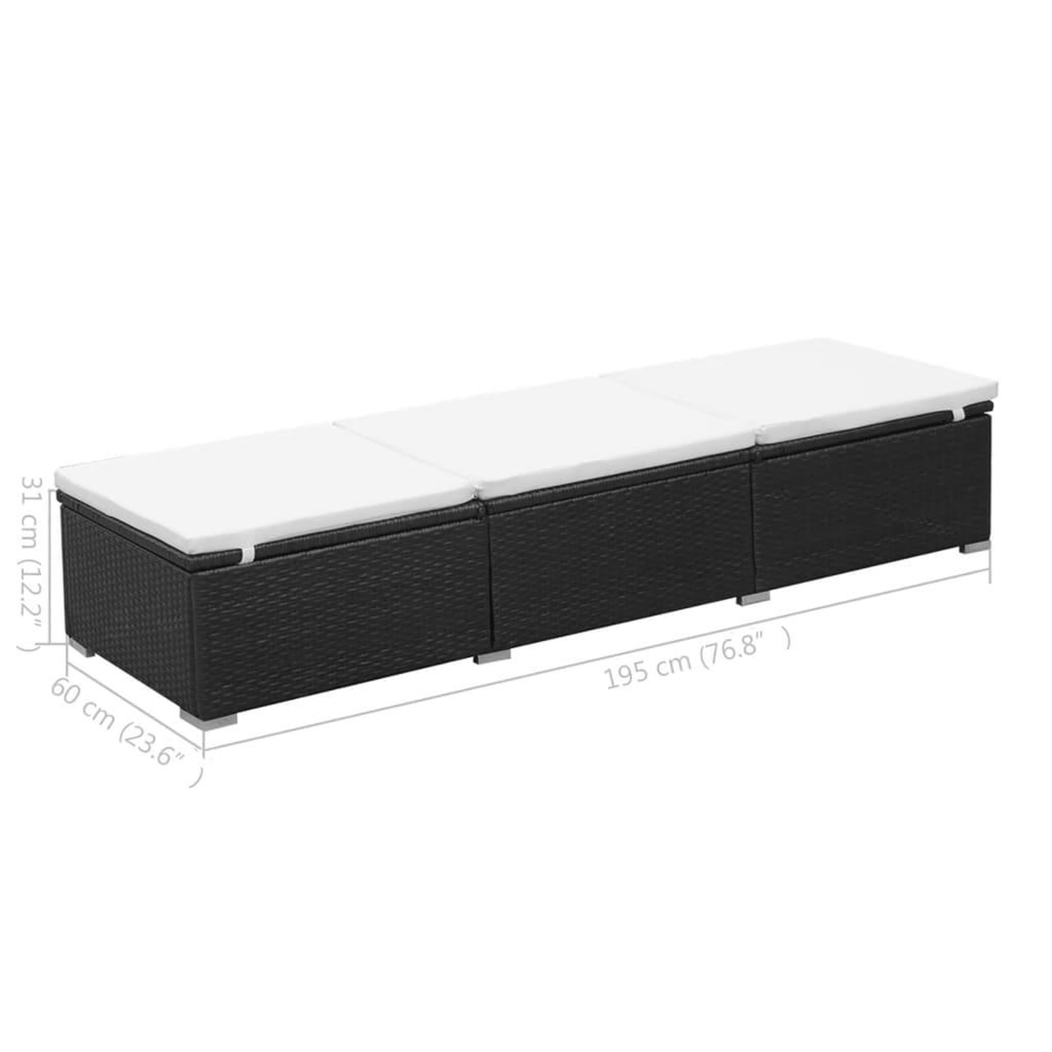 Voir la diapositive 6 : VIDAXL Chaises longues avec coussins lot de 2 resine tressee noir