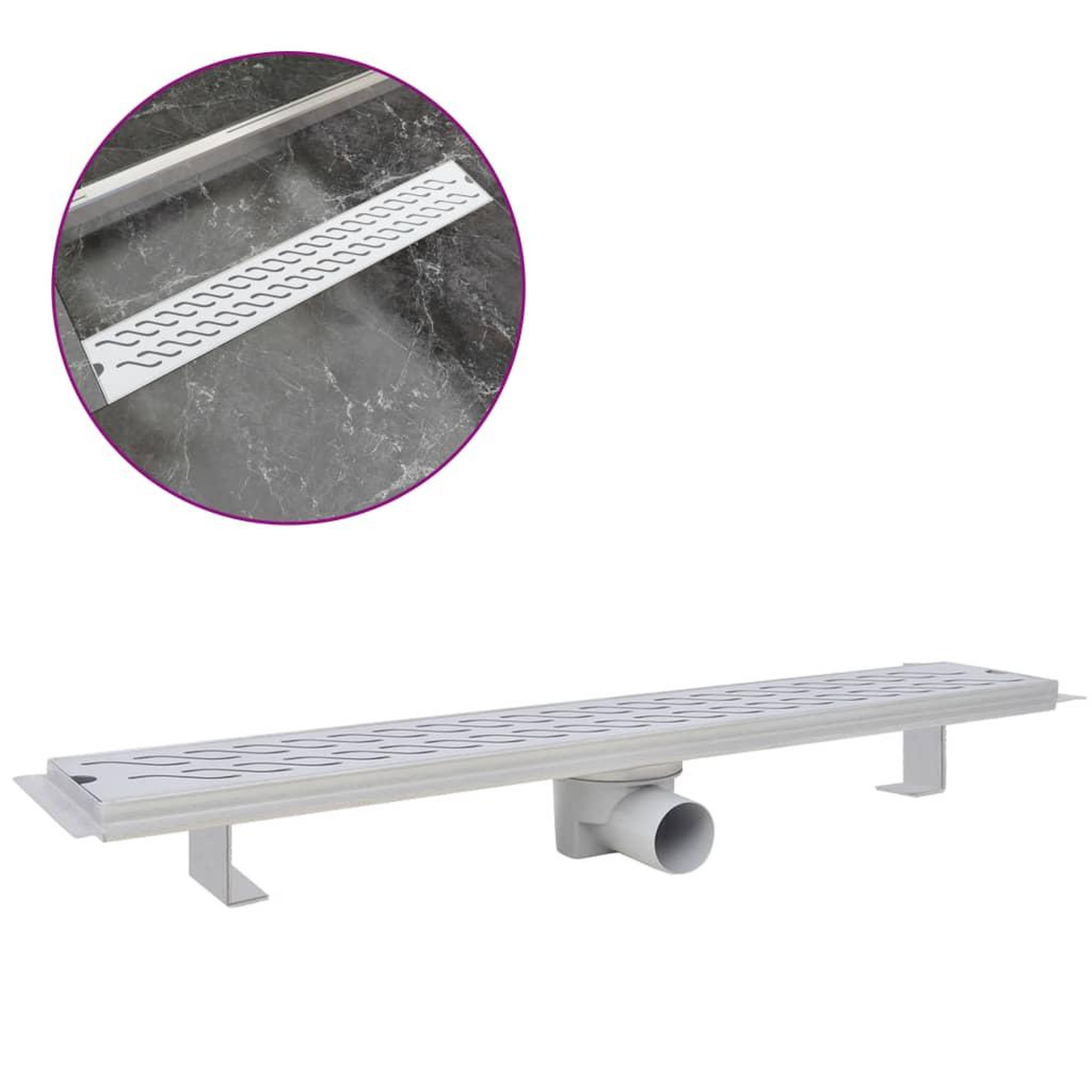 Voir la diapositive 2 : VIDAXL Drain de douche lineaire 730 x 140 mm acier inoxydable