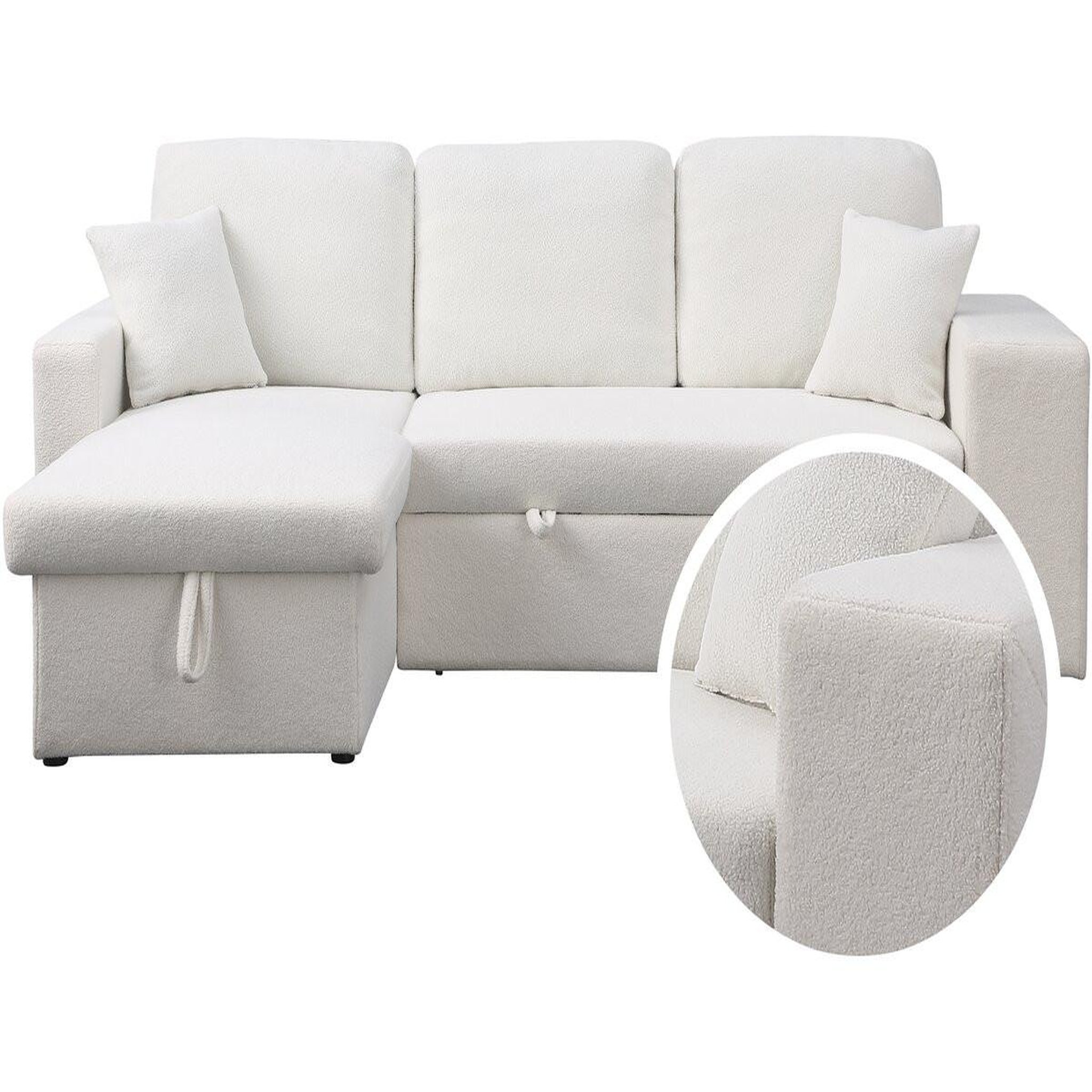Habitat et Jardin Canapé d'angle bouclettes convertible/reversible  axel  - 3 places - blanc