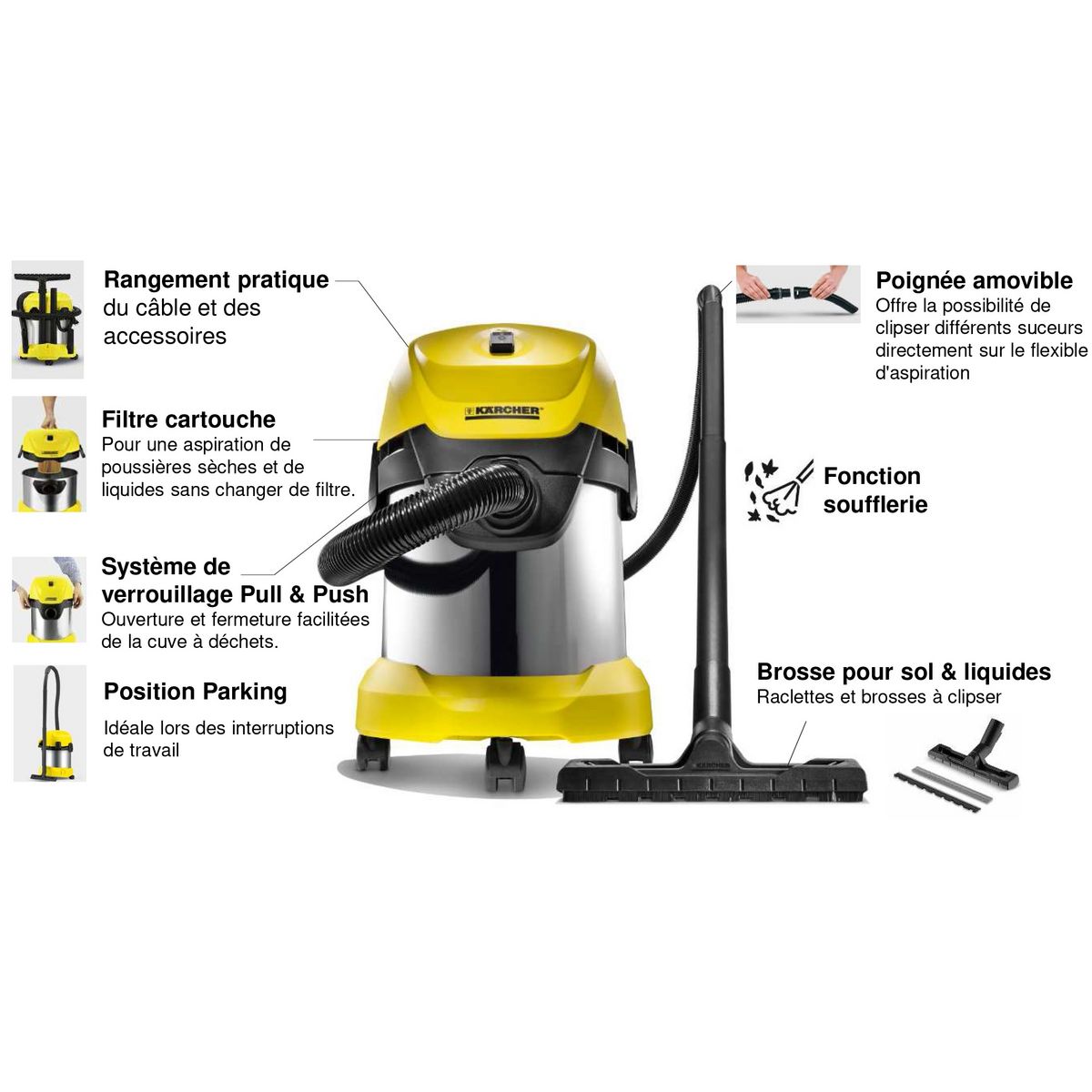 KARCHER Aspirateur eau et poussière WD3 premium