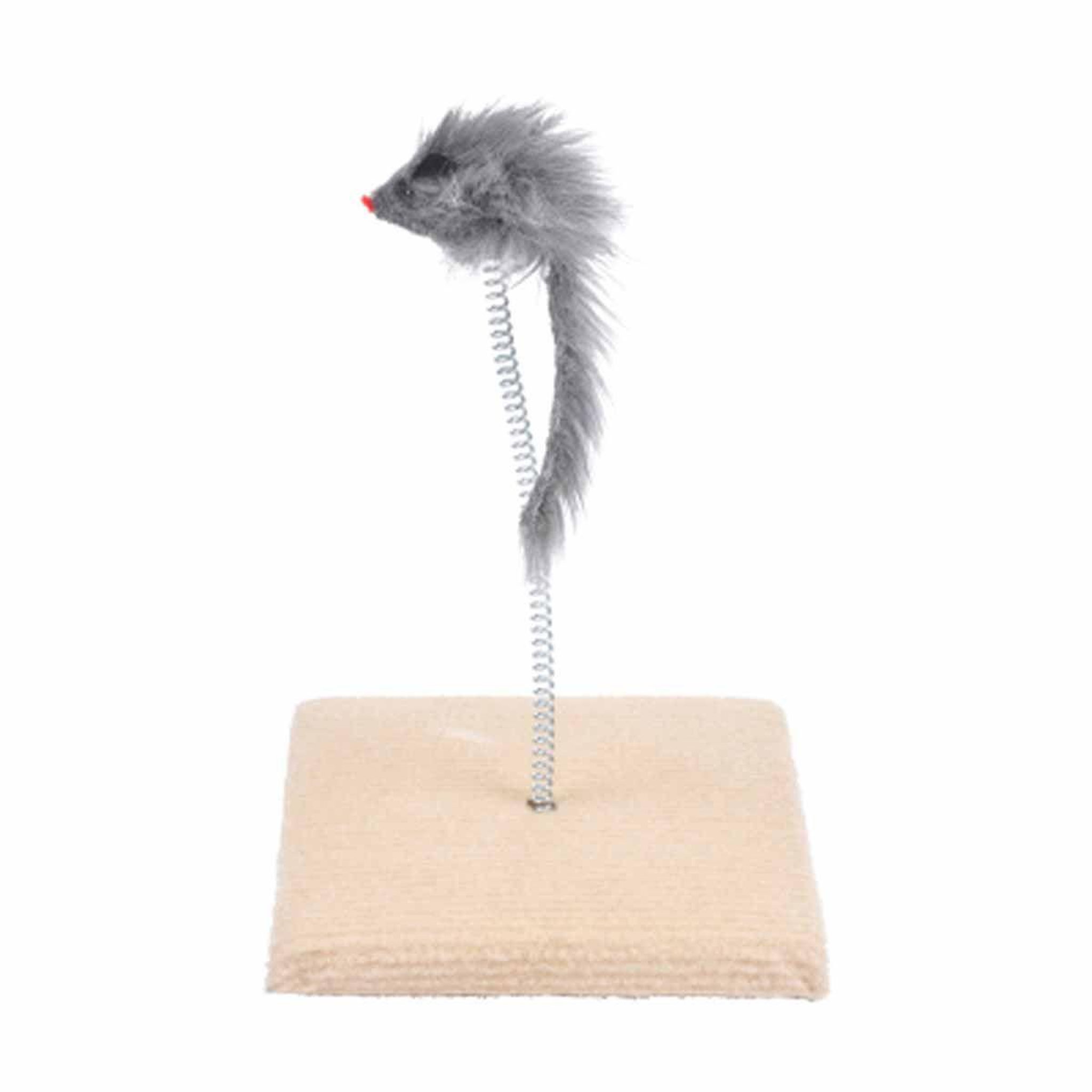 Voir la diapositive 1 : LOVE STORY Jouet pour chat  souris ressort sur plateau  16cm gris