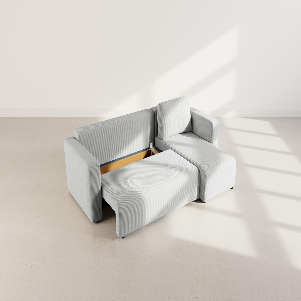 BEST MOBILIER Canopy - canapé d'angle réversible 4 places convertible avec coffre en velours côtelé