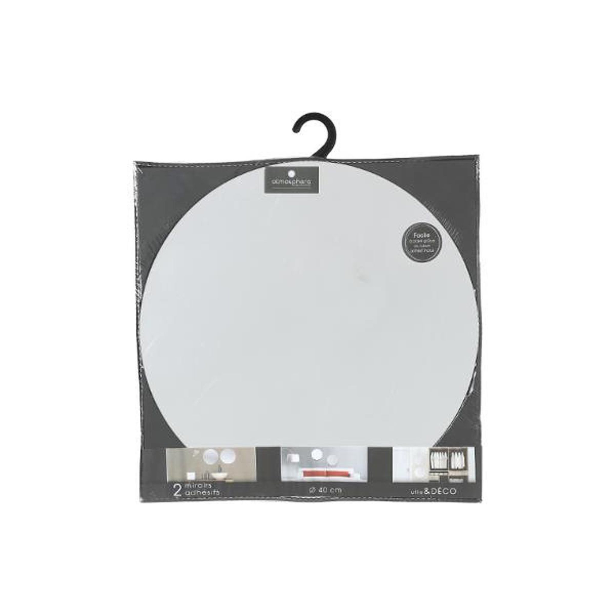 Voir la diapositive 5 : ATMOSPHERA Lot de 2 Miroirs Adhésifs  Rond  40x40cm Argent