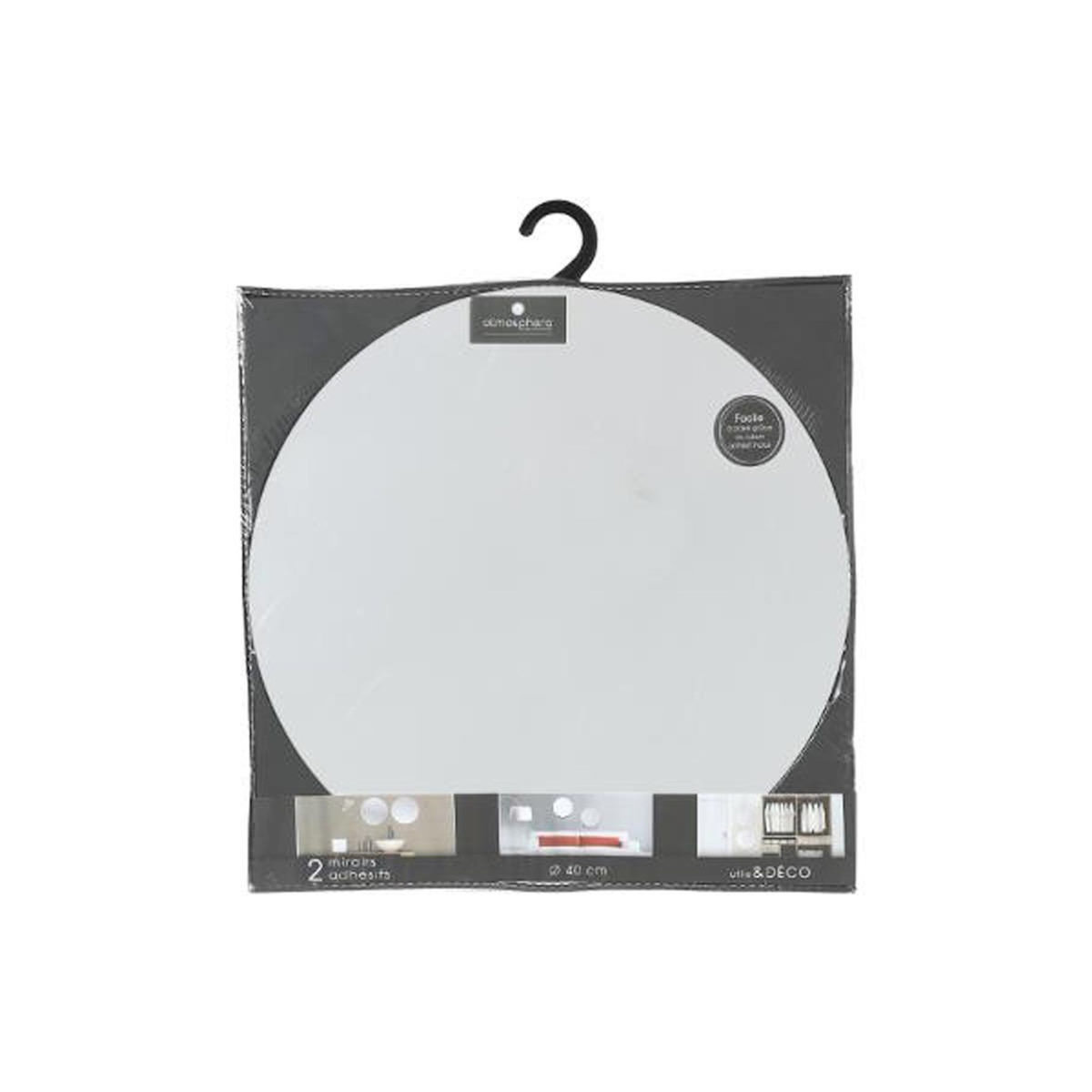 ATMOSPHERA Lot de 2 Miroirs Adhésifs  Rond  40x40cm Argent