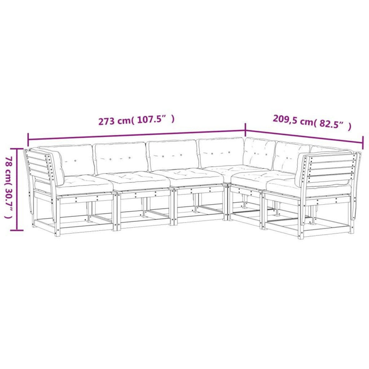 VIDAXL Salon de jardin 6 pcs avec coussins blanc bois massif de pin