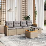 VIDAXL Salon de jardin avec coussins 6pcs melange beige resine tressee