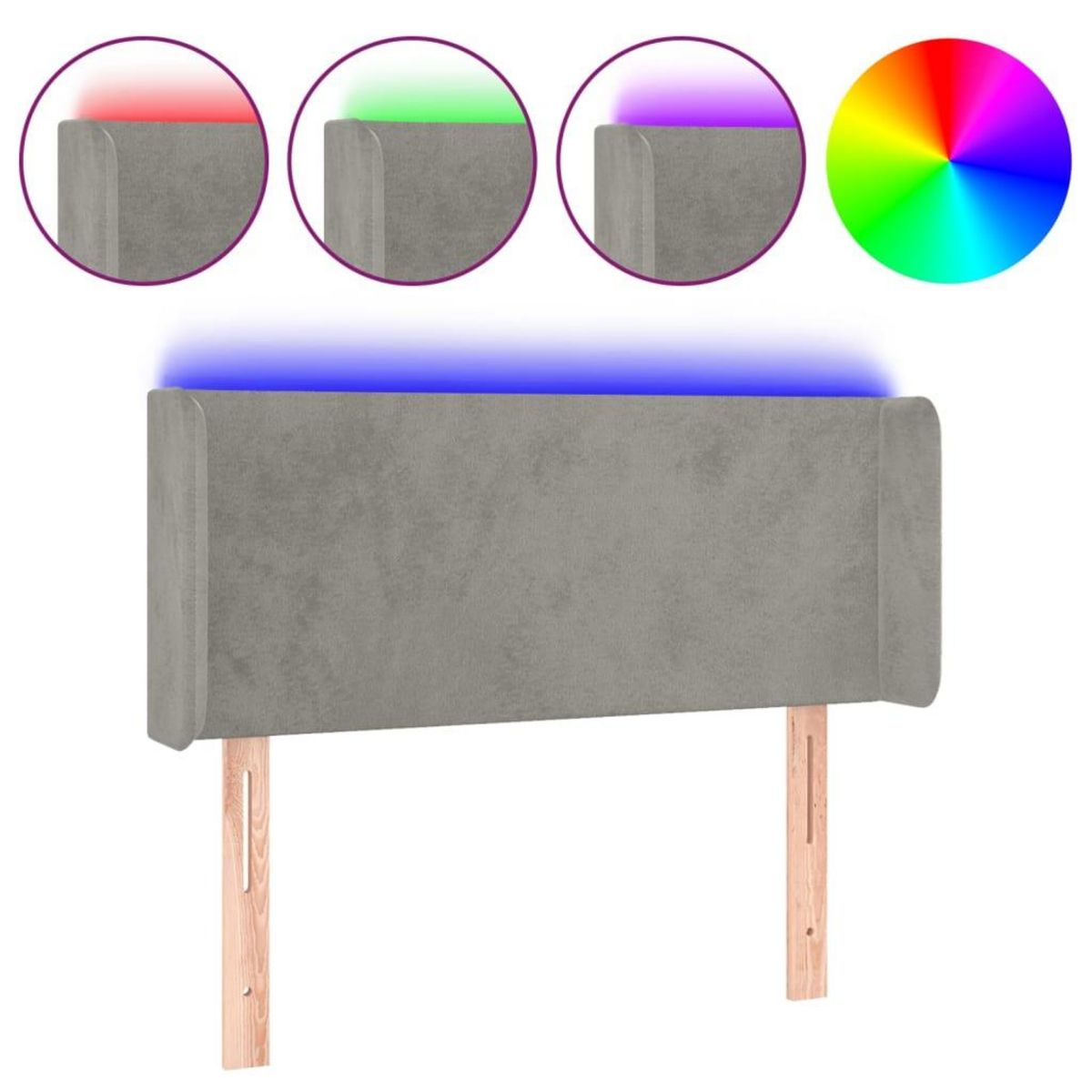 VIDAXL Tete de lit a LED Gris clair 83x16x78/88 cm Velours