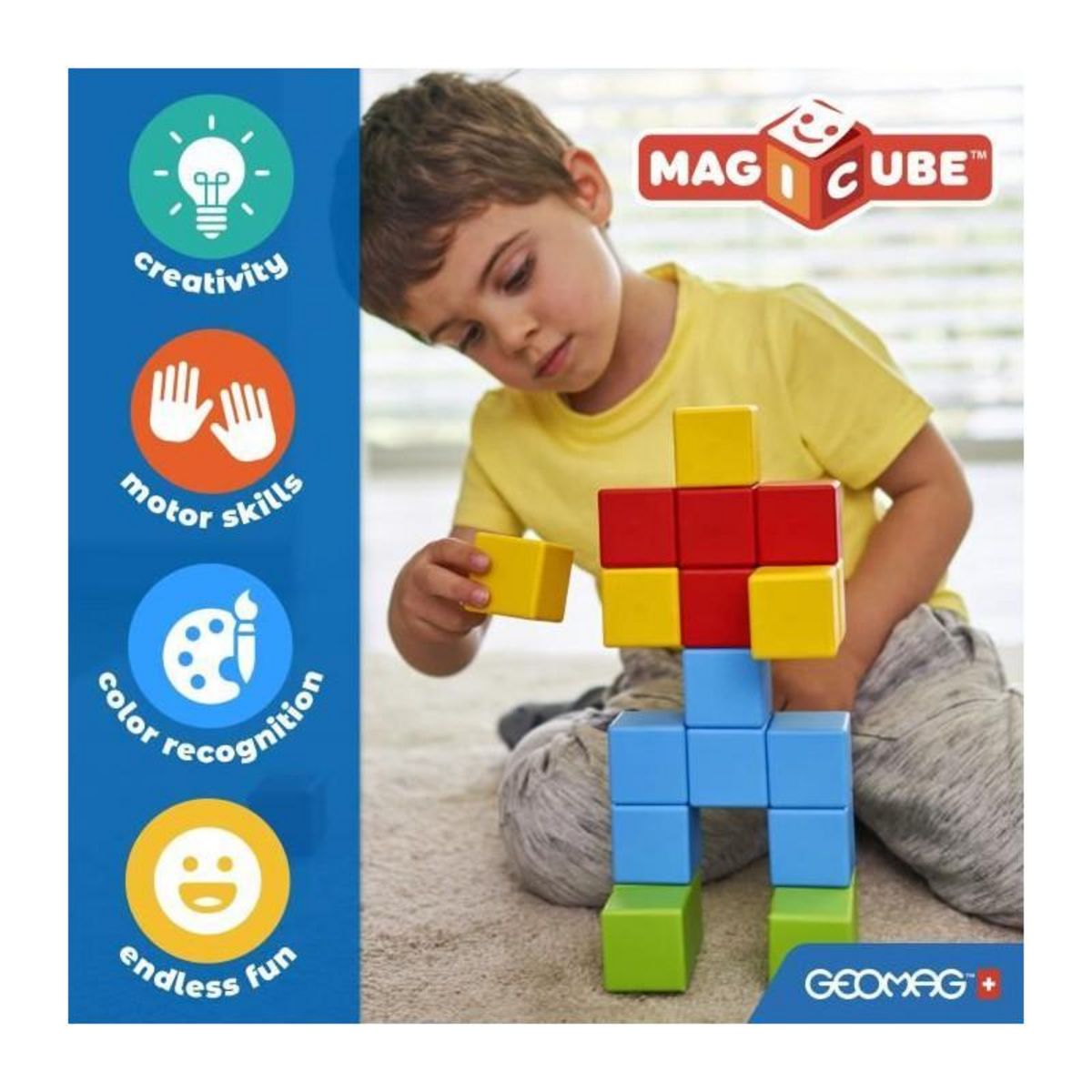 Geomag Jeu de construction magnétique - GEOMAG - Magicube Recycled Creative Set - 8 pieces - Plastique recyclé - Des 1 an