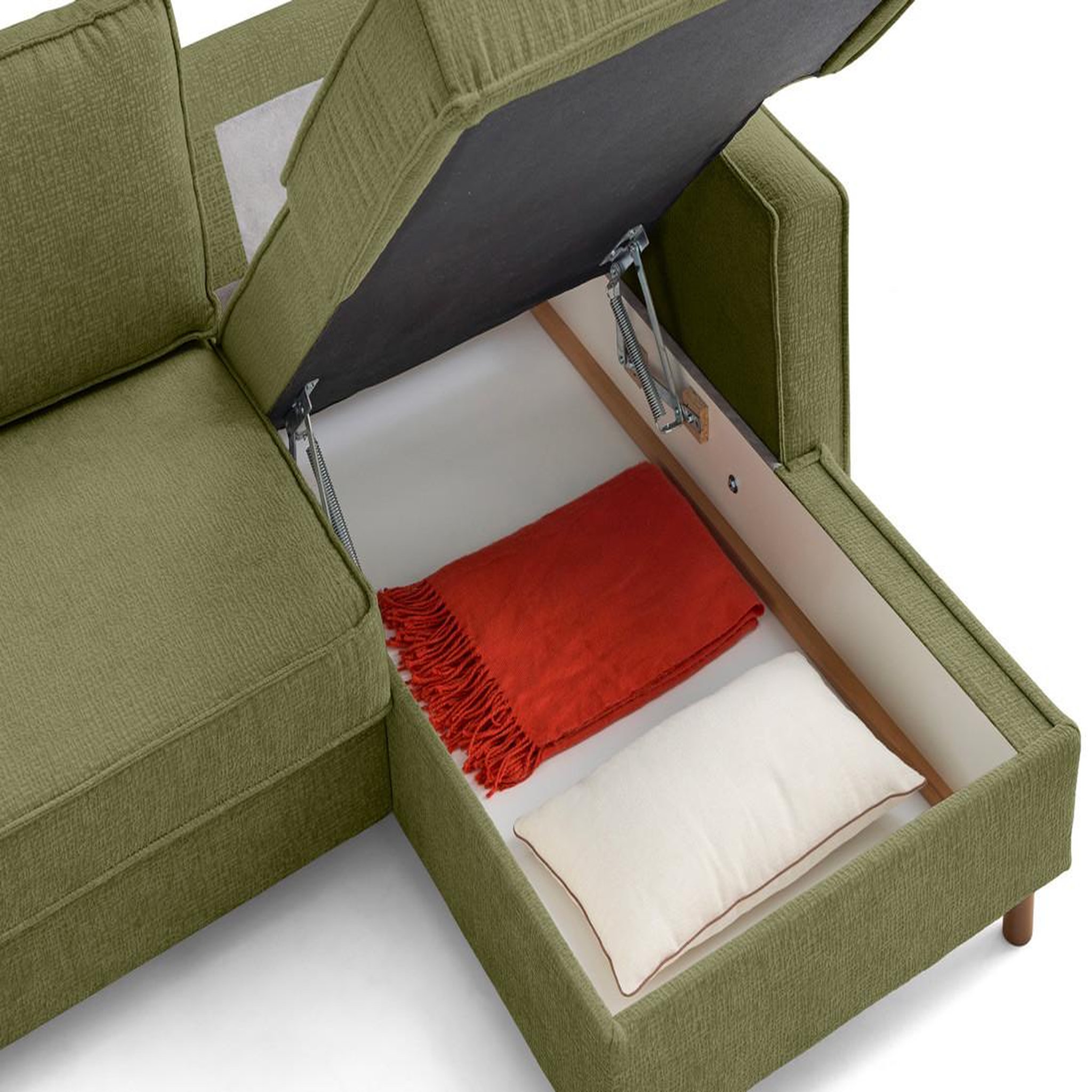 Voir la diapositive 3 : LISA DESIGN Jake - canapé d'angle droit 4 places convertible avec coffre en tissu velours relief