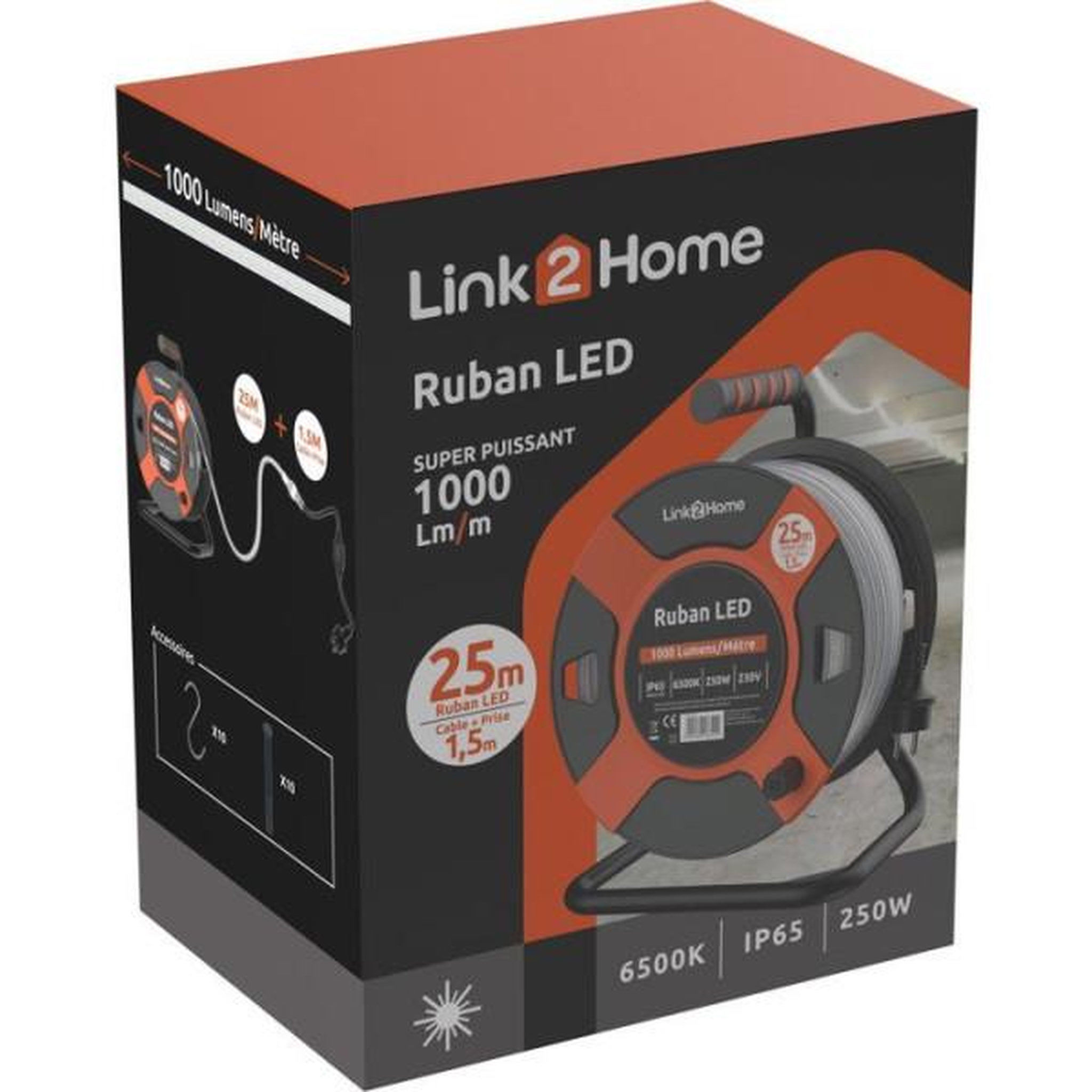 Voir la diapositive 3 : LINK2HOME Enrouleur led - link2home - 25 m - 1000 lm - 10 w