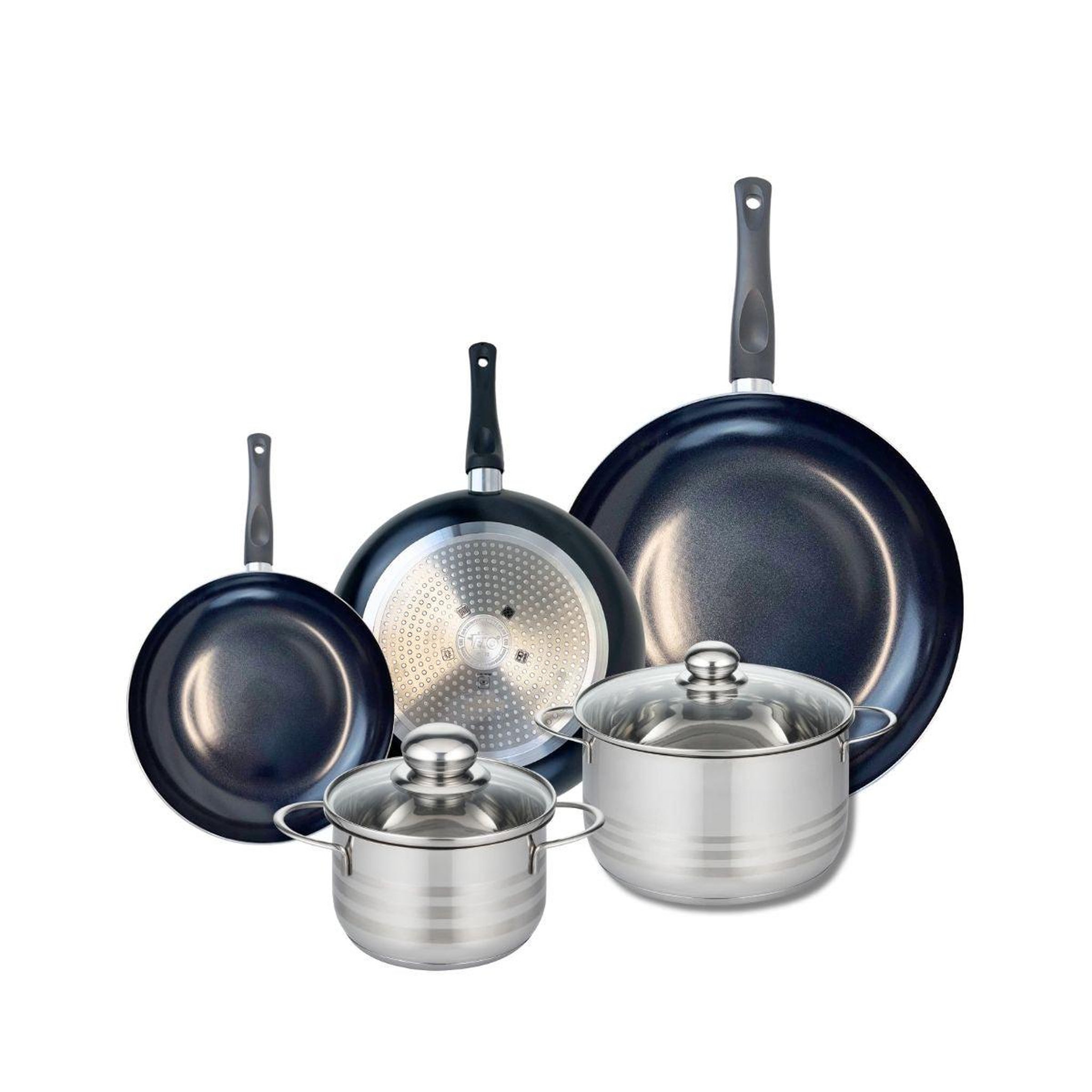 ELO Ensemble de 3 poêles de cuisson 20, 24 et 32 cm et 2 faitouts 16 et 20 cm elo prima brillant