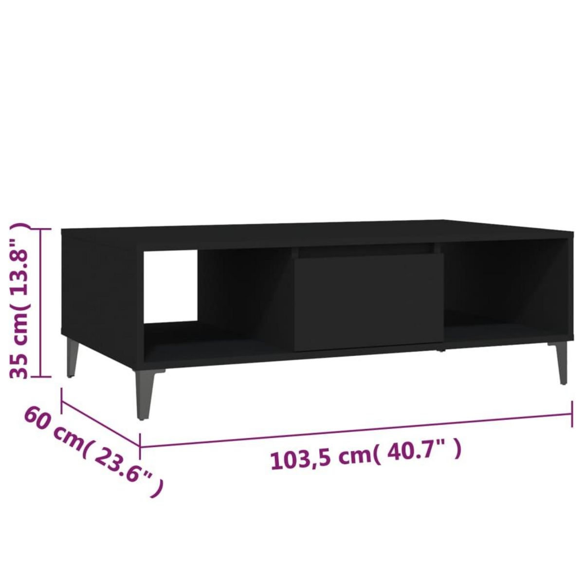 VIDAXL Table basse noir 103,5x60x35 cm bois d'ingenierie