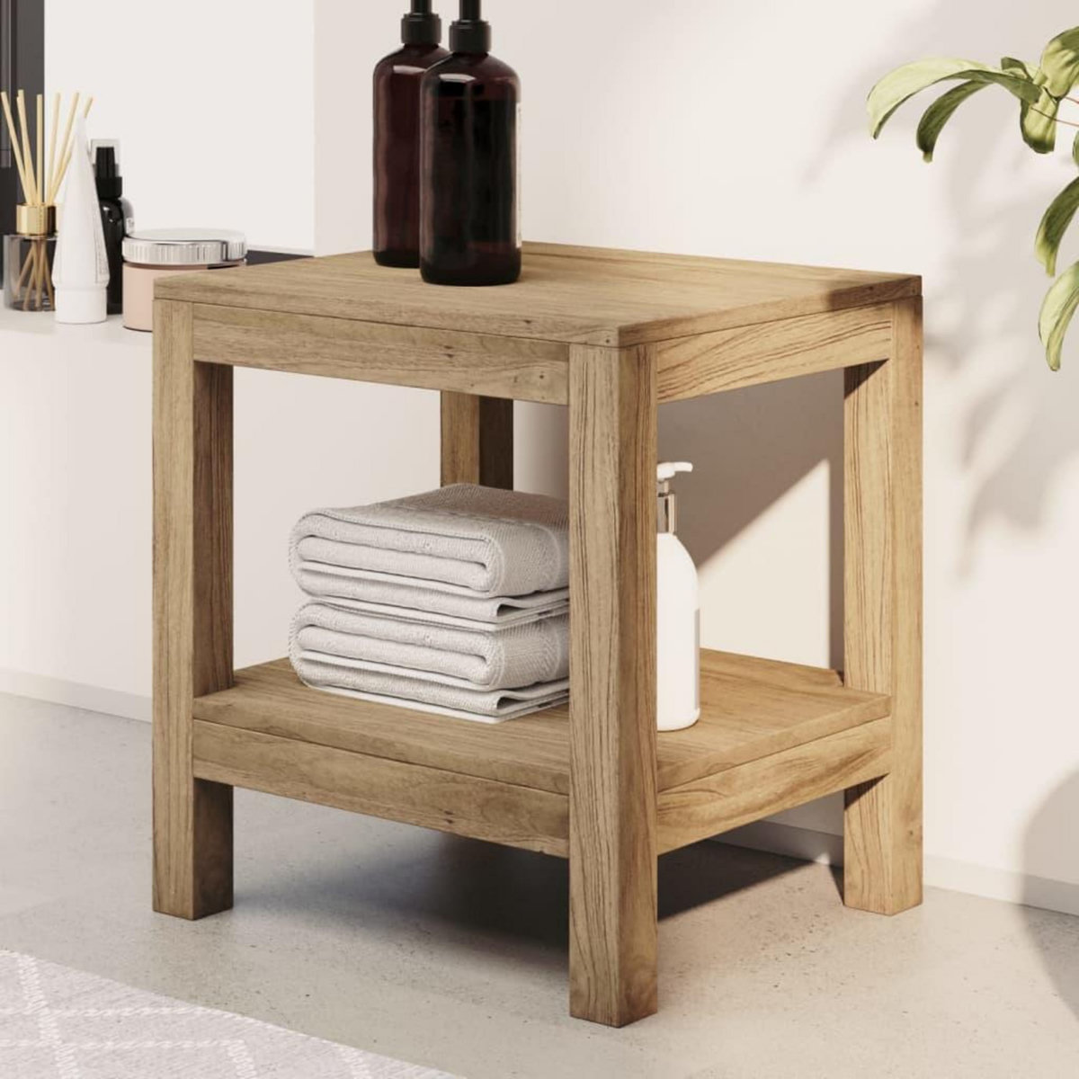 VIDAXL Table d'appoint de salle de bain 45x35x45cm bois de teck solide