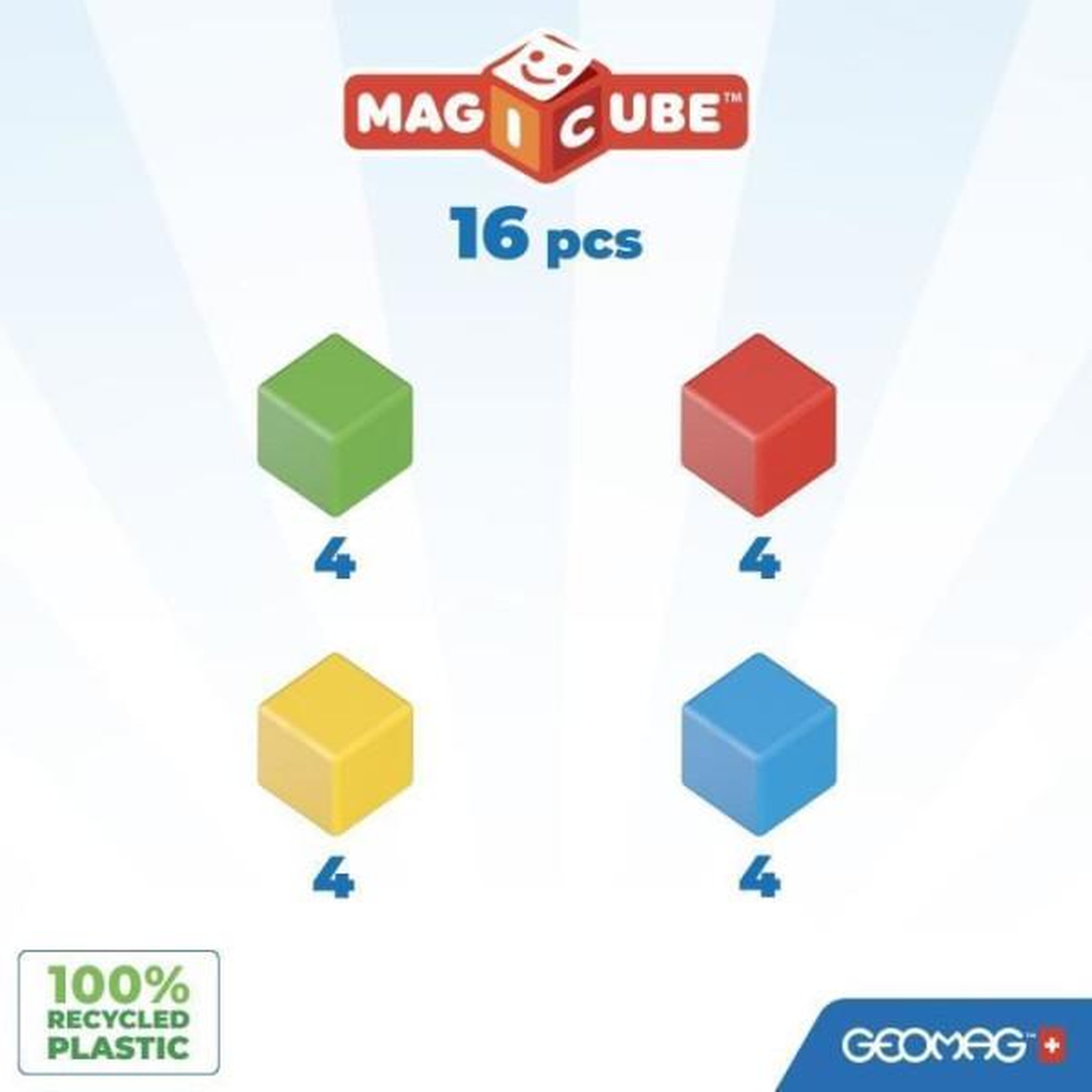 Voir la diapositive 2 : Geomag Blocs magnétiques - GEOMAG - Set créatif - 16 pieces - Éducatif - Plastique recyclé - Des 12 mois