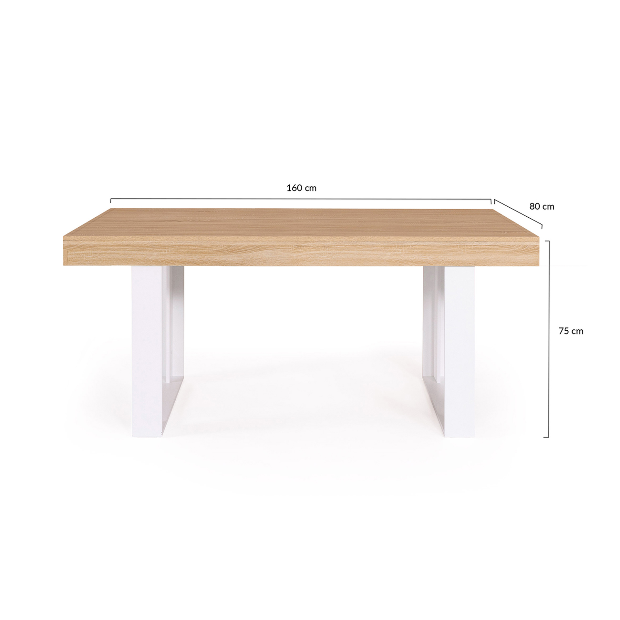 Voir la diapositive 6 : ID MARKET Table à manger extensible rectangle phoenix 4-8 personnes bois et blanc 160-200 cm