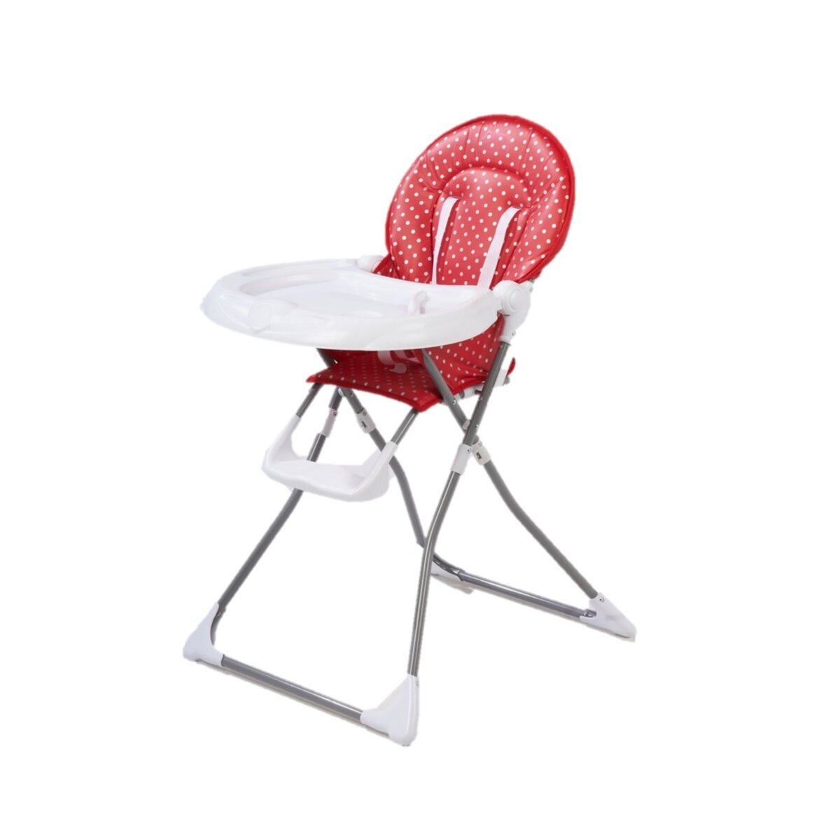COMPTINE Chaise haute bébé compacte rouge argent Clark