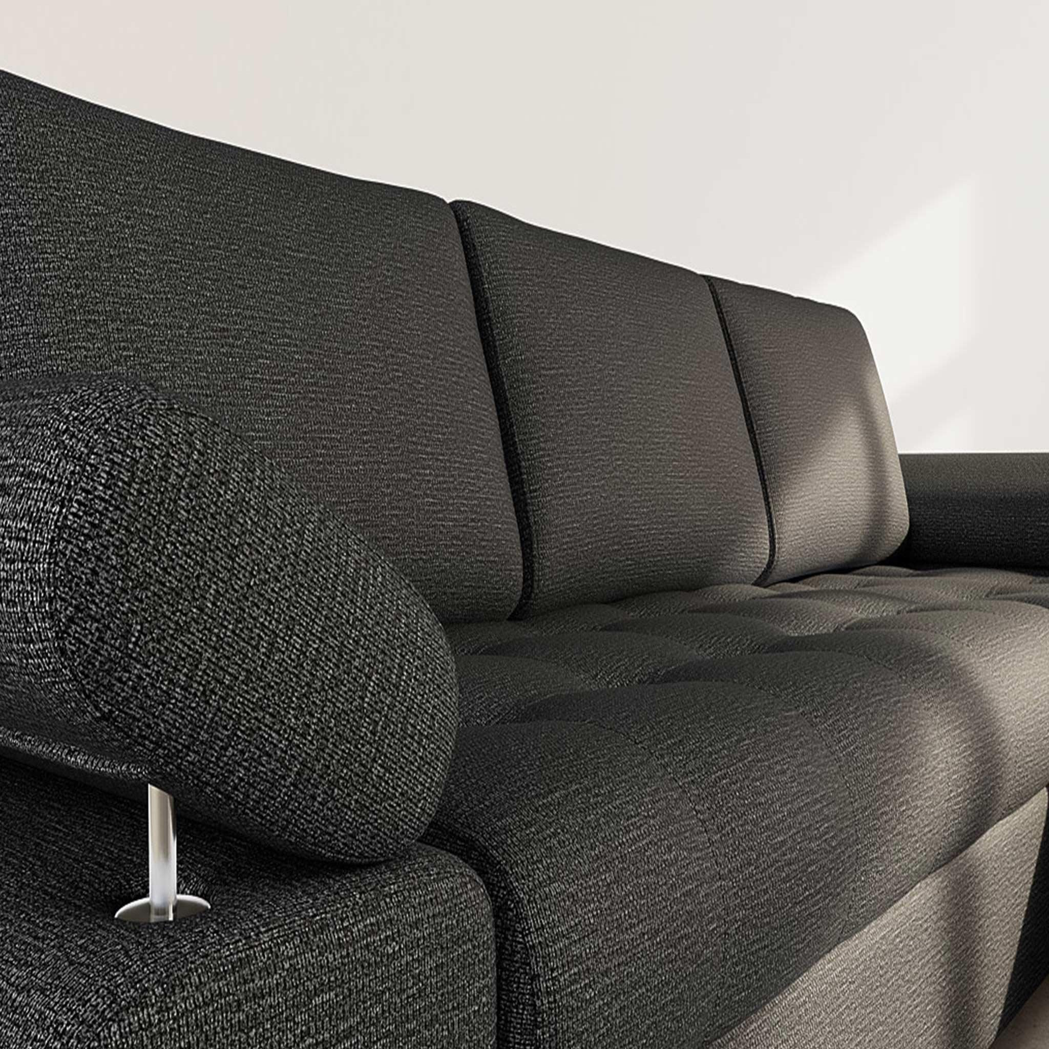 Voir la diapositive 5 : BEST MOBILIER Bianca - canapé d'angle droit 4 places convertible avec coffre en tissu texturé