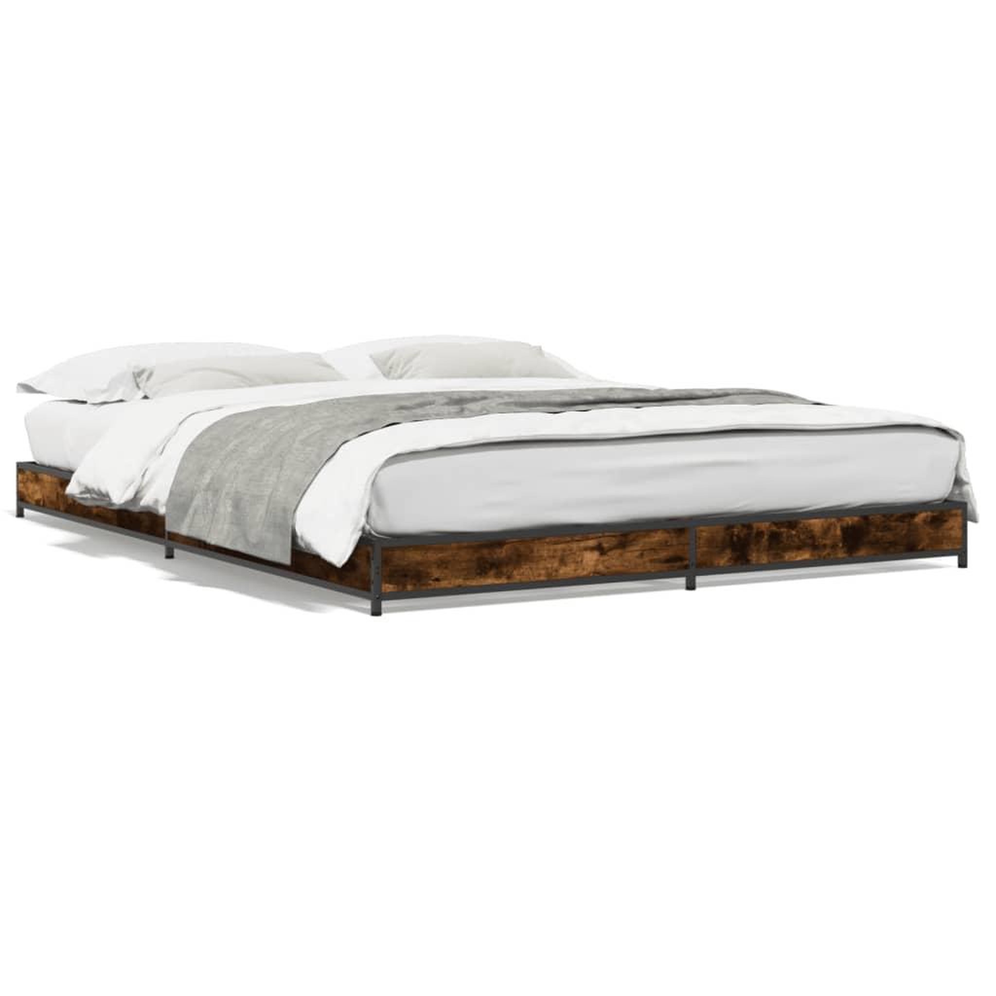 Voir la diapositive 2 : VIDAXL Cadre de lit sans matelas chene fume 120x200 cm