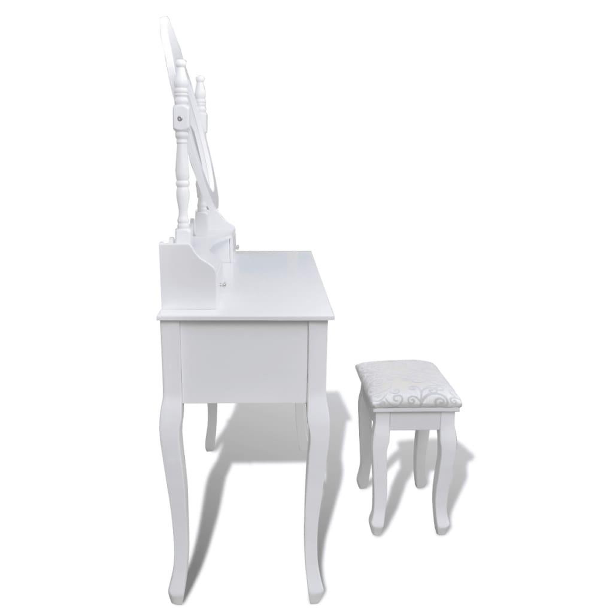 Voir la diapositive 4 : VIDAXL Coiffeuse avec miroir et tabouret 7 tiroirs blanc
