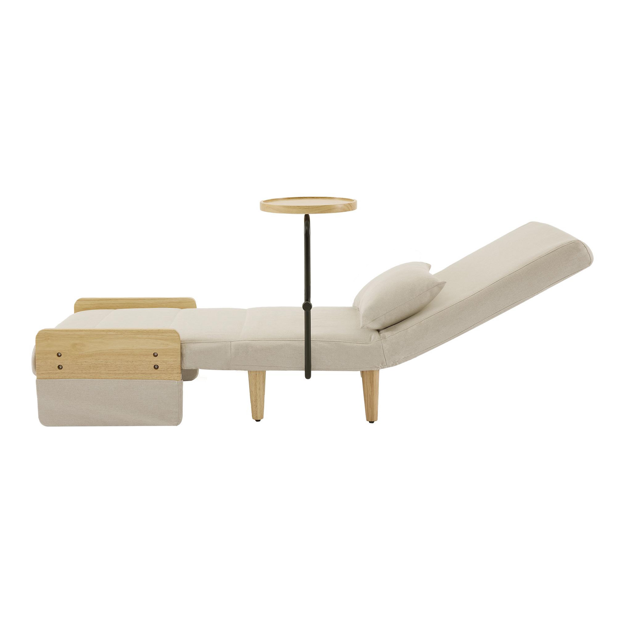 Voir la diapositive 6 : MERAX Fauteuil Convertible 3 En 1 Avec Plateau Beige Lin
