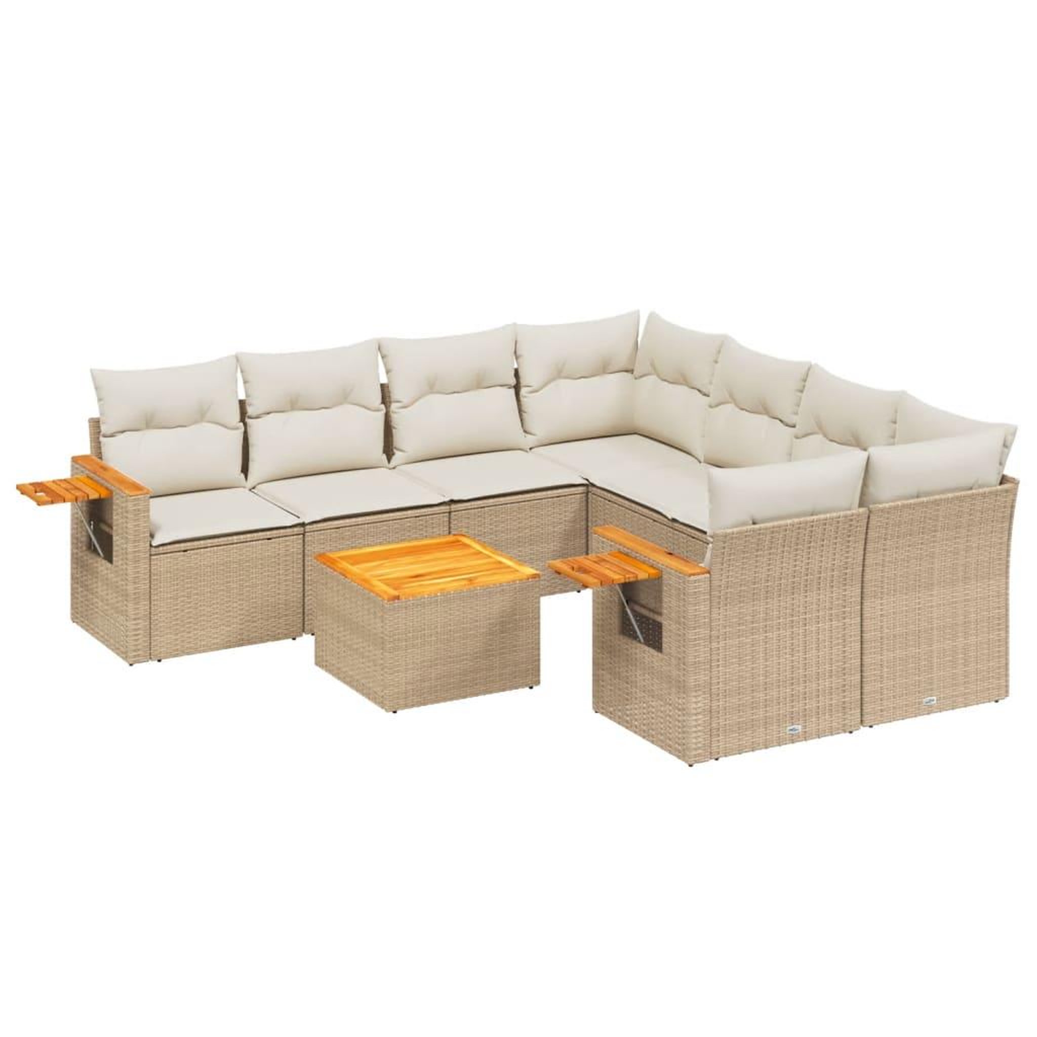 Voir la diapositive 2 : VIDAXL Salon de jardin avec coussins 9 pcs beige resine tressee