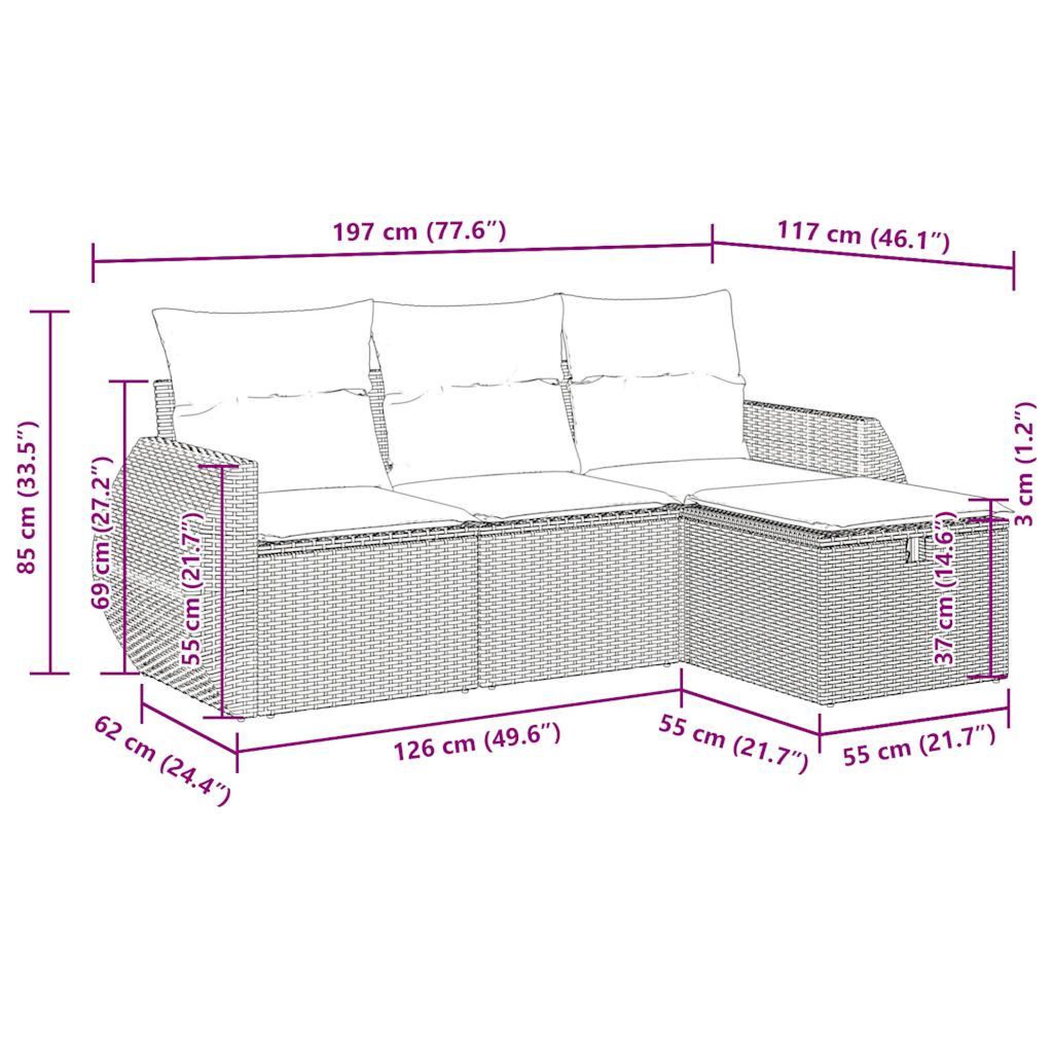 Voir la diapositive 6 : VIDAXL Salon de jardin avec coussins 4 pcs beige resine tressee