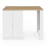 Voir la diapositive 4 : ID MARKET Ilot central LINO 120 cm 2 personnes bois blanc et plan de travail façon hêtre et portes vitrées