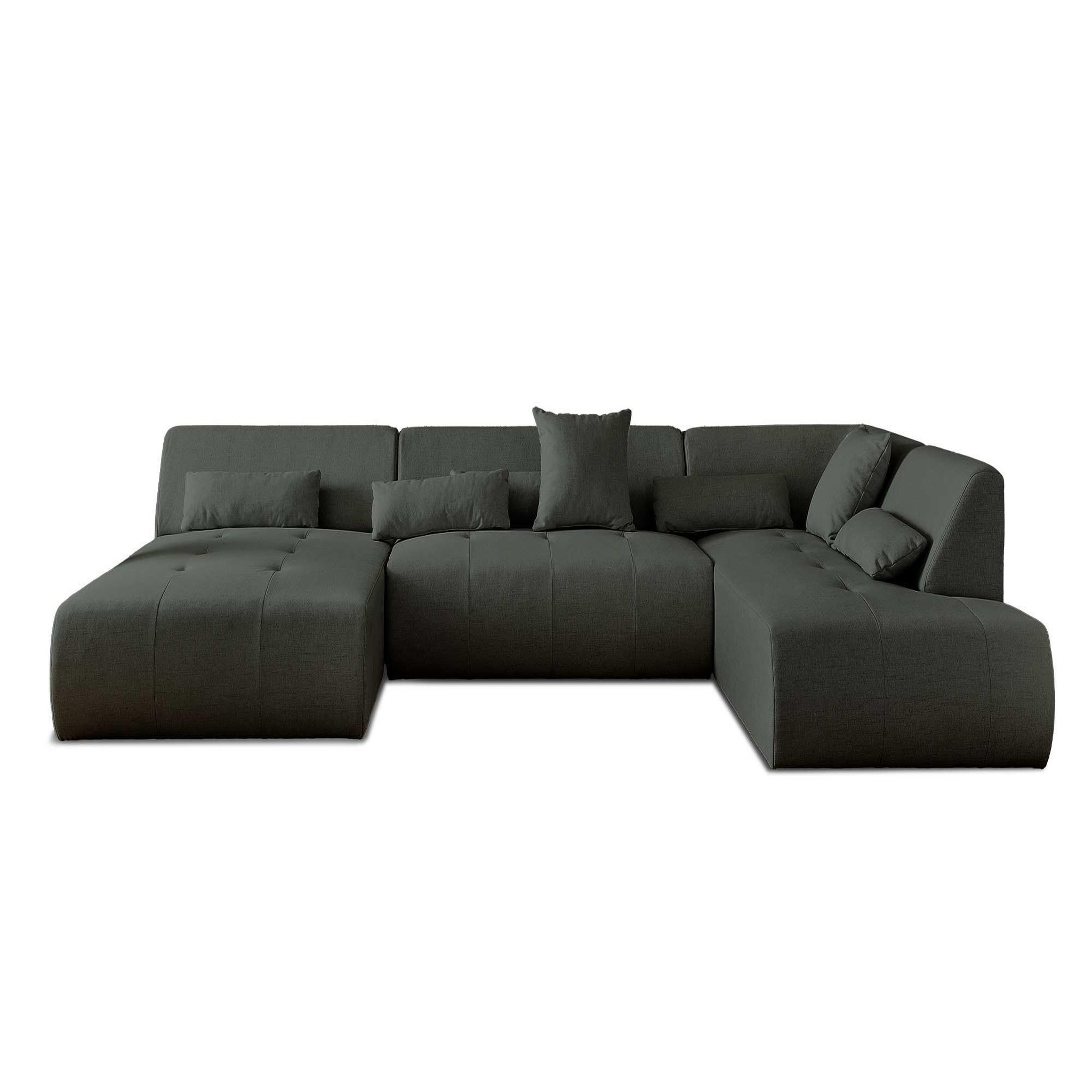 Voir la diapositive 1 : LISA DESIGN Onyx - canapé panoramique d'angle droit 7 places - en tissu