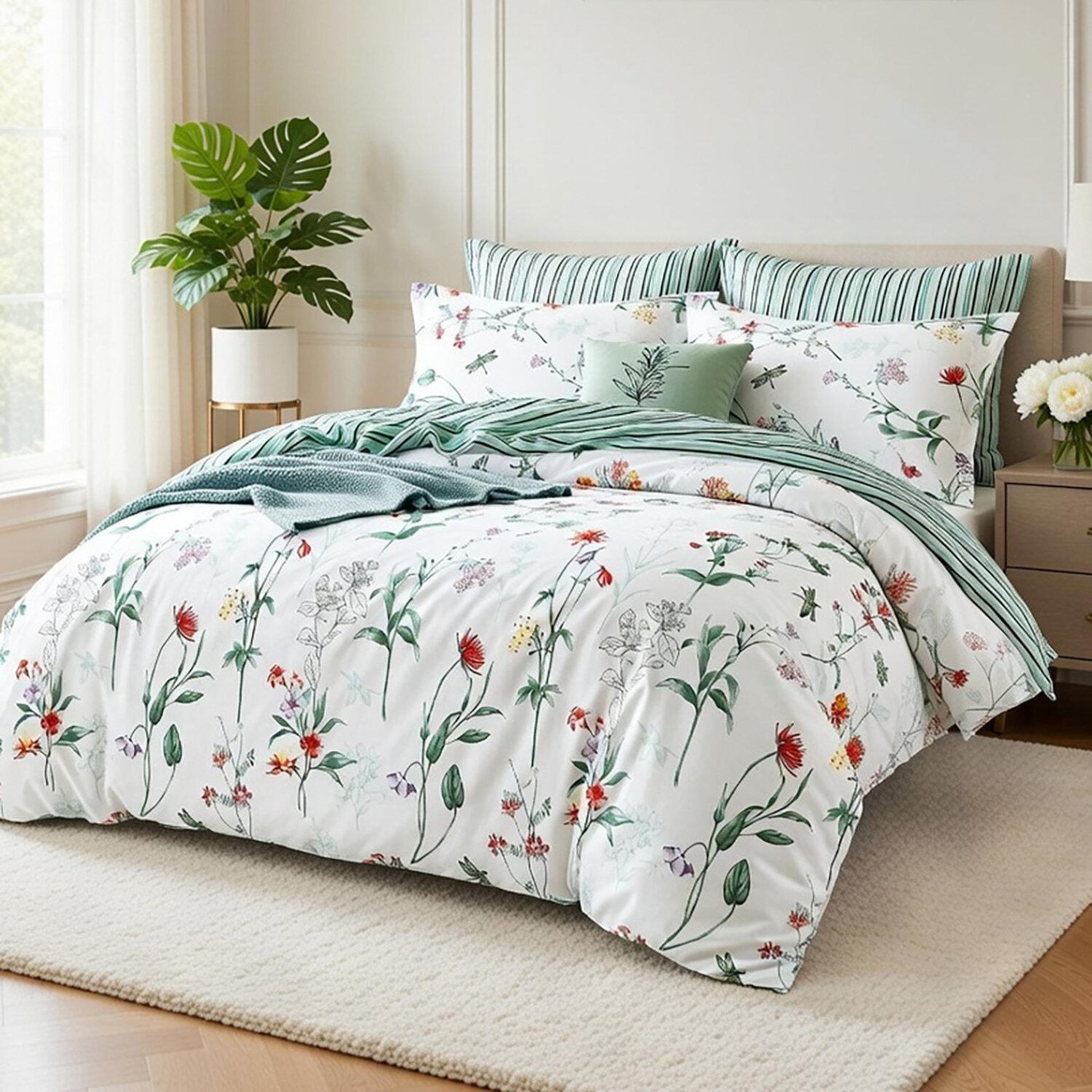 Voir la diapositive 2 : Home collection Parure housse de couette 3 pcs 240x220 cm en percale de coton 80 fils coss