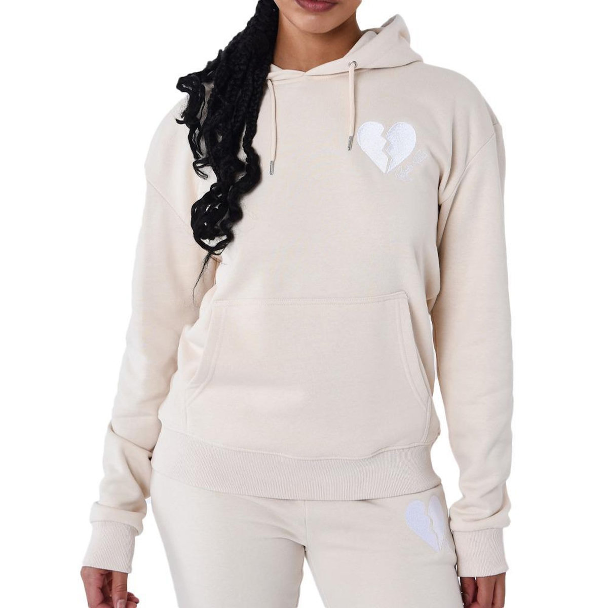 Project X Sweat à Capuche Beige Femme Project X Paris à Cœur Brise
