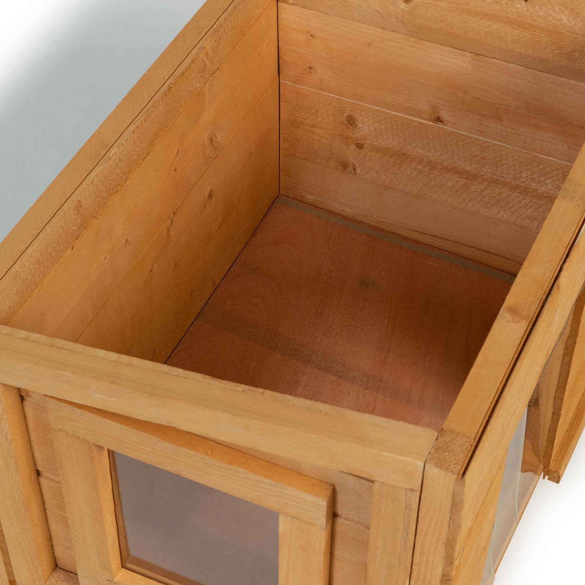 Voir la diapositive 3 : ID MARKET Maison pour chat niche en bois avec porte basculante à lamelles