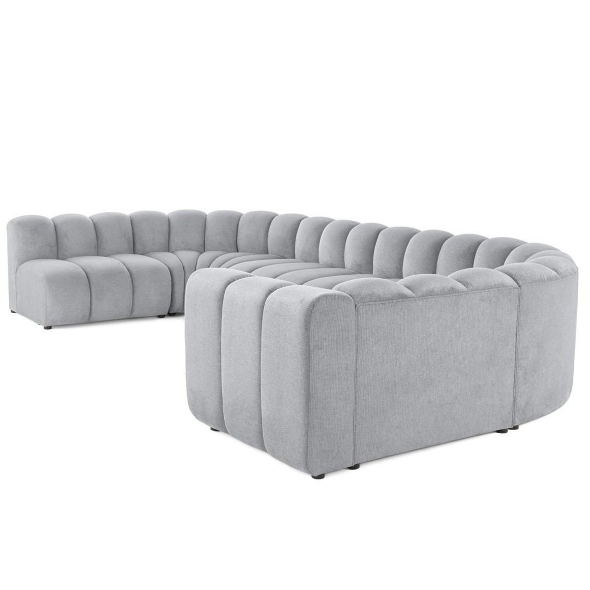 LISA DESIGN Debbie - canapé modulable panoramique d'angle gauche 7 places en tissu texturé