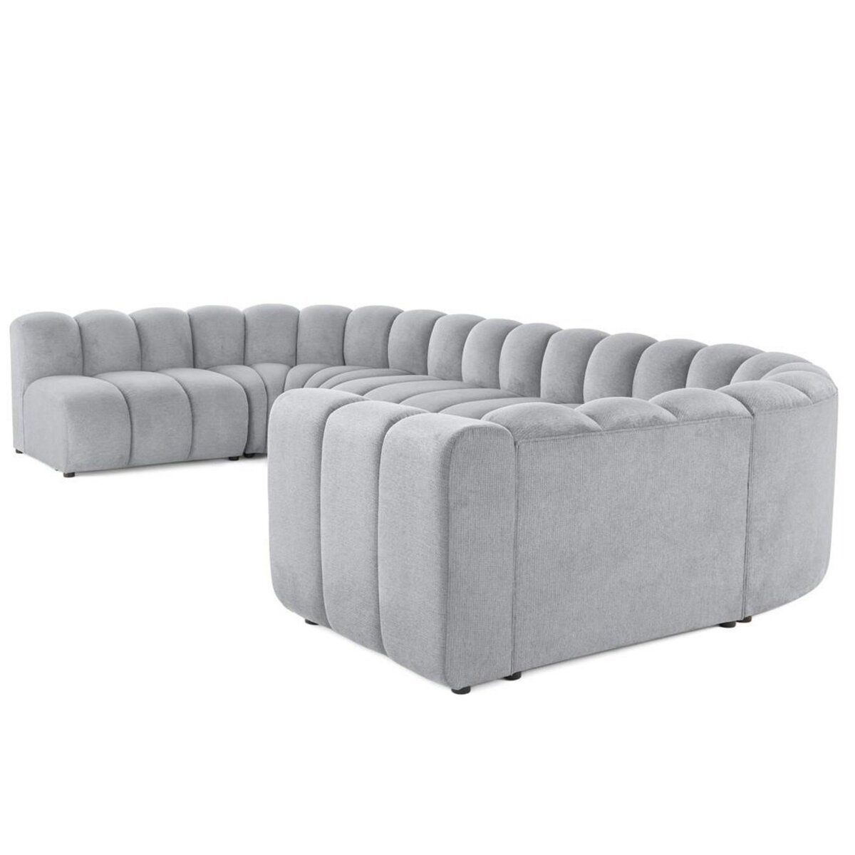 LISA DESIGN Debbie - canapé modulable panoramique d'angle gauche 7 places en tissu texturé