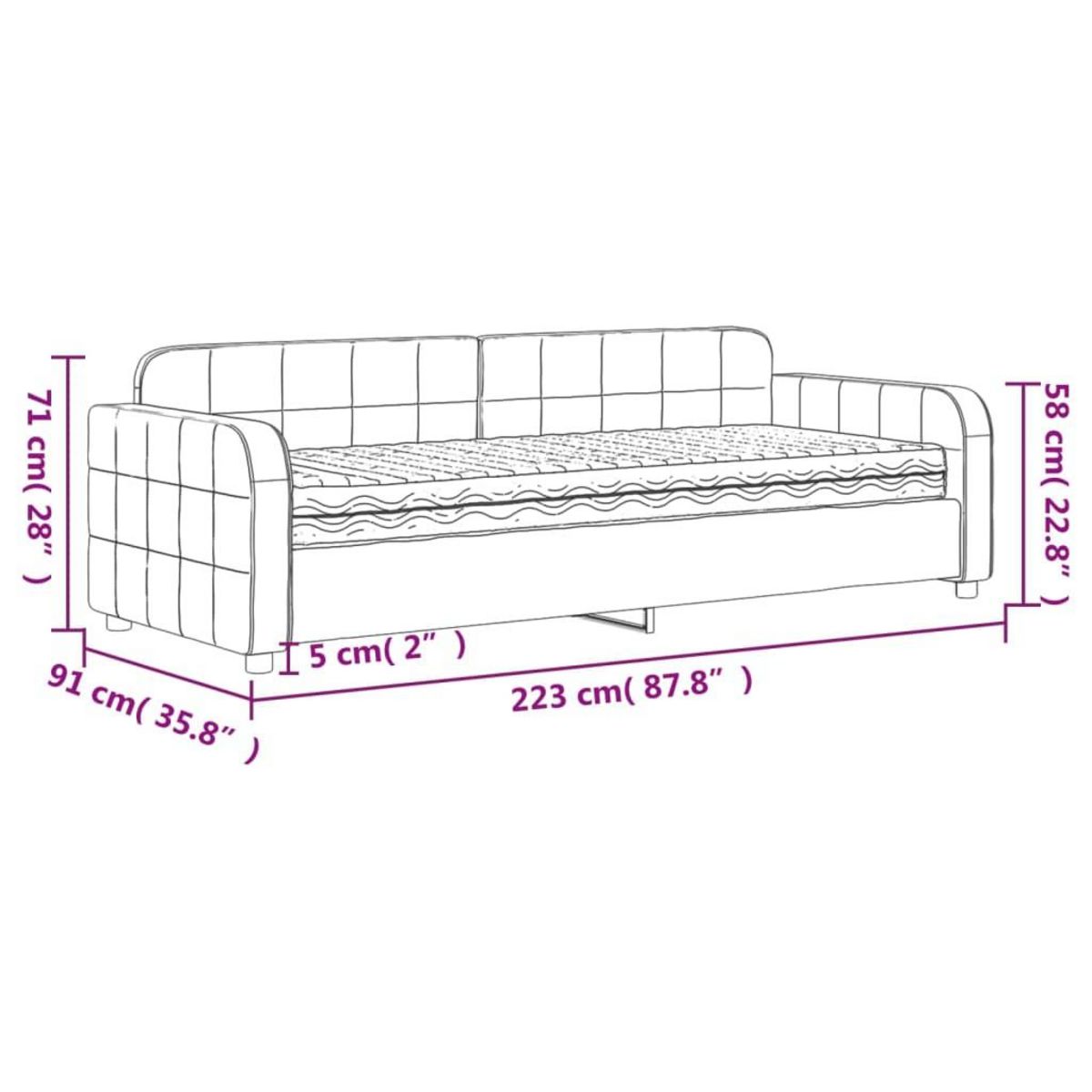 VIDAXL Lit de jour avec matelas rose 80x200 cm velours