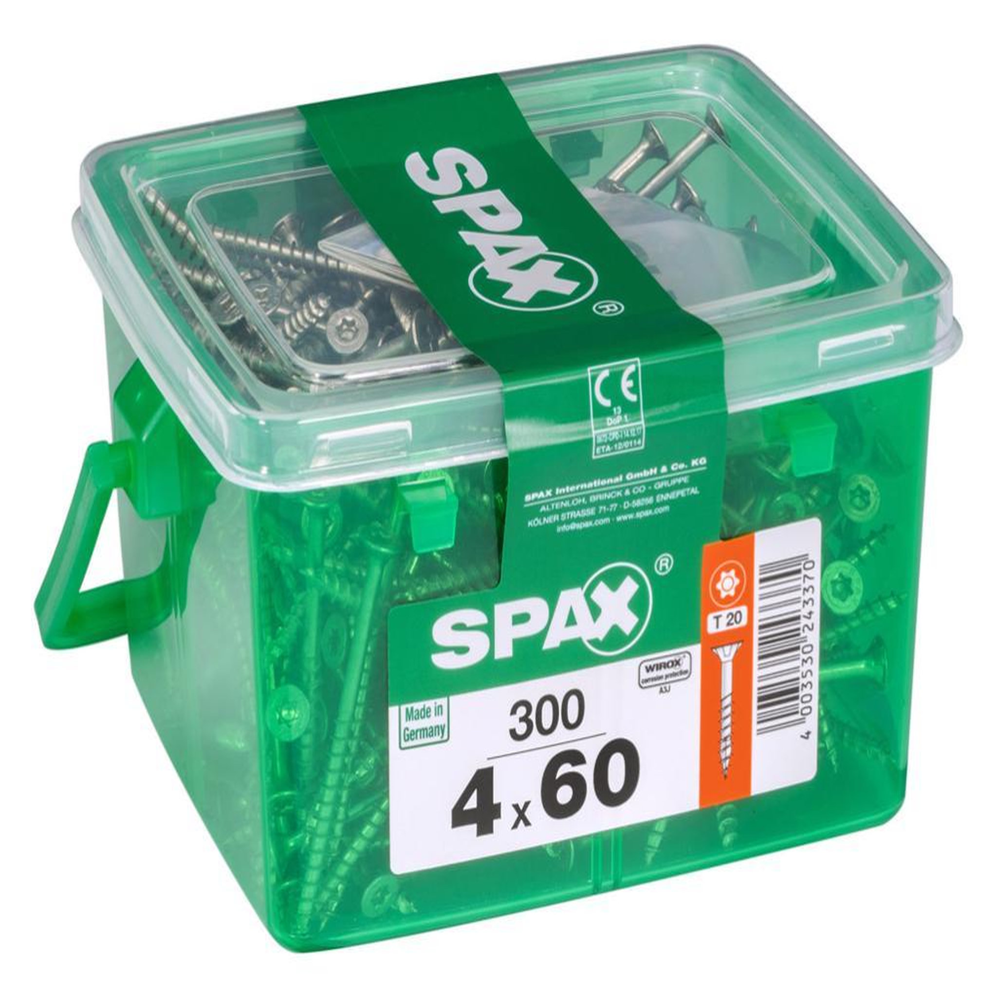 CENTRALE BRICO Lot de 300 vis acier tête fraisée SPAX, Diam.4 mm x L.60 mm